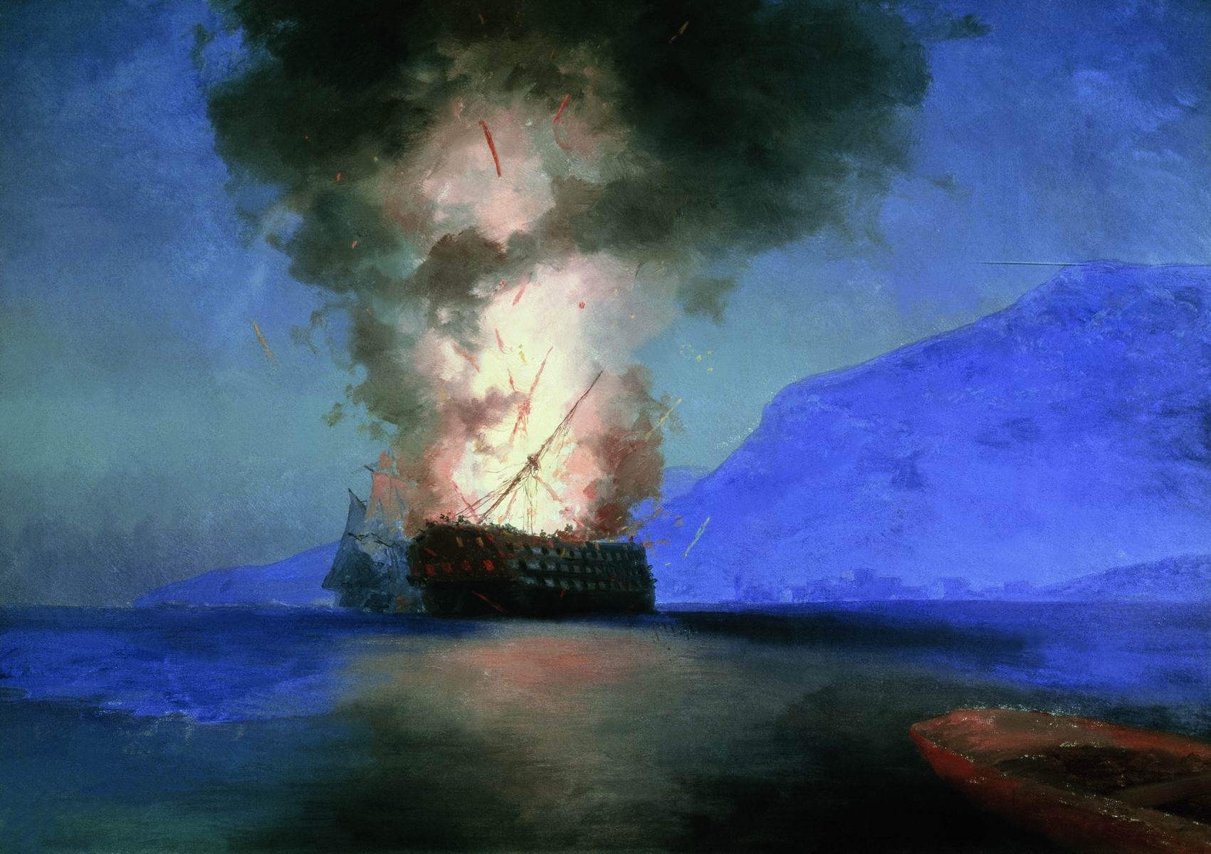 Айвазовский. Взрыв корабля. 1900
