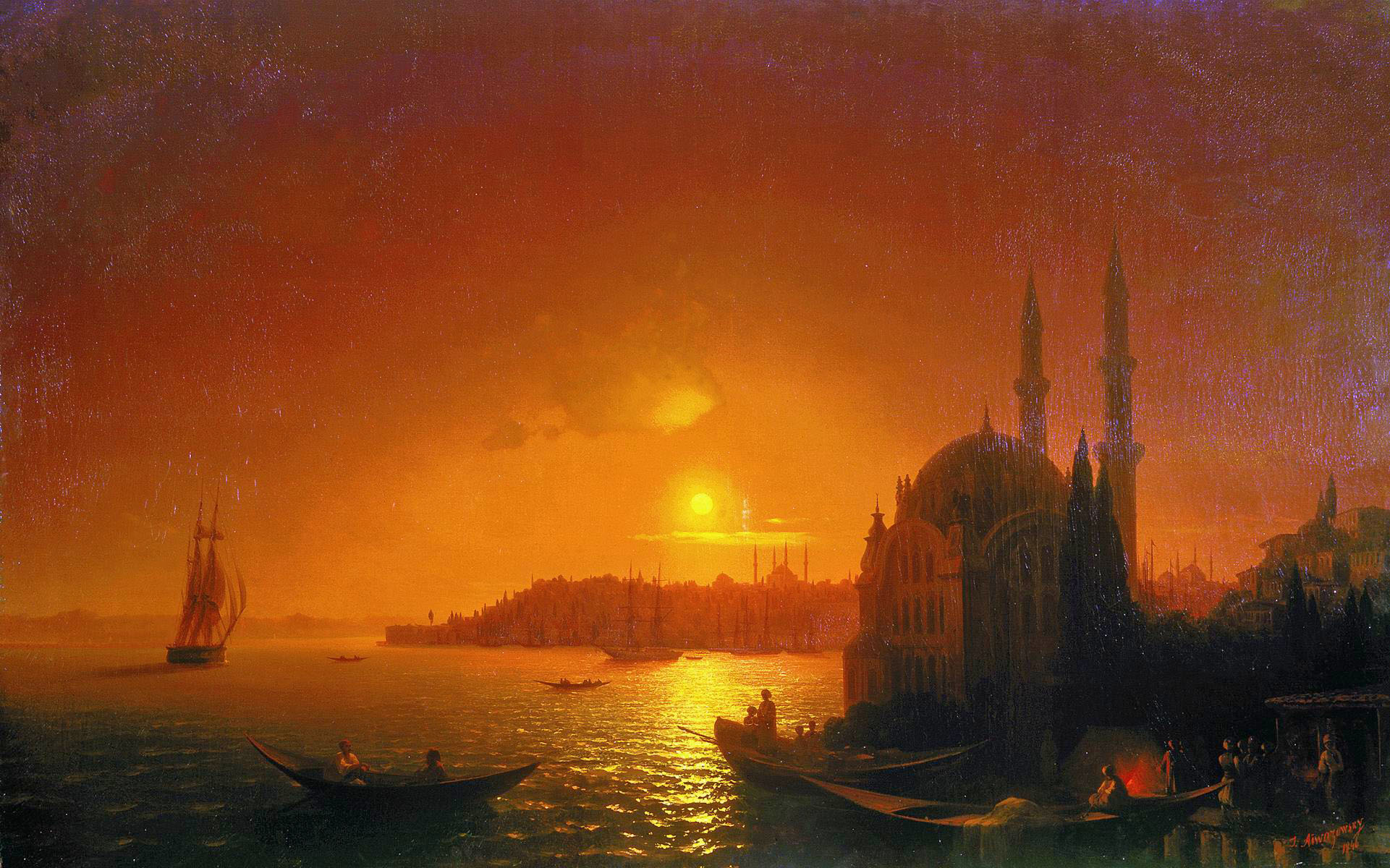 Айвазовский. Вид Константинополя при лунном освещении. 1846