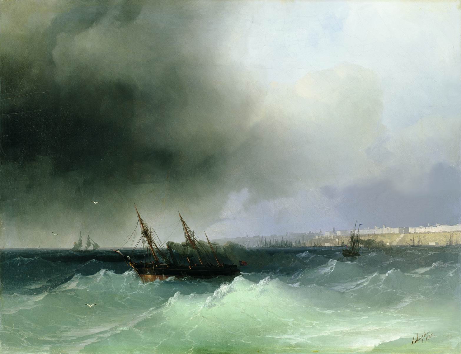 Айвазовский. Вид Одессы с моря. 1865