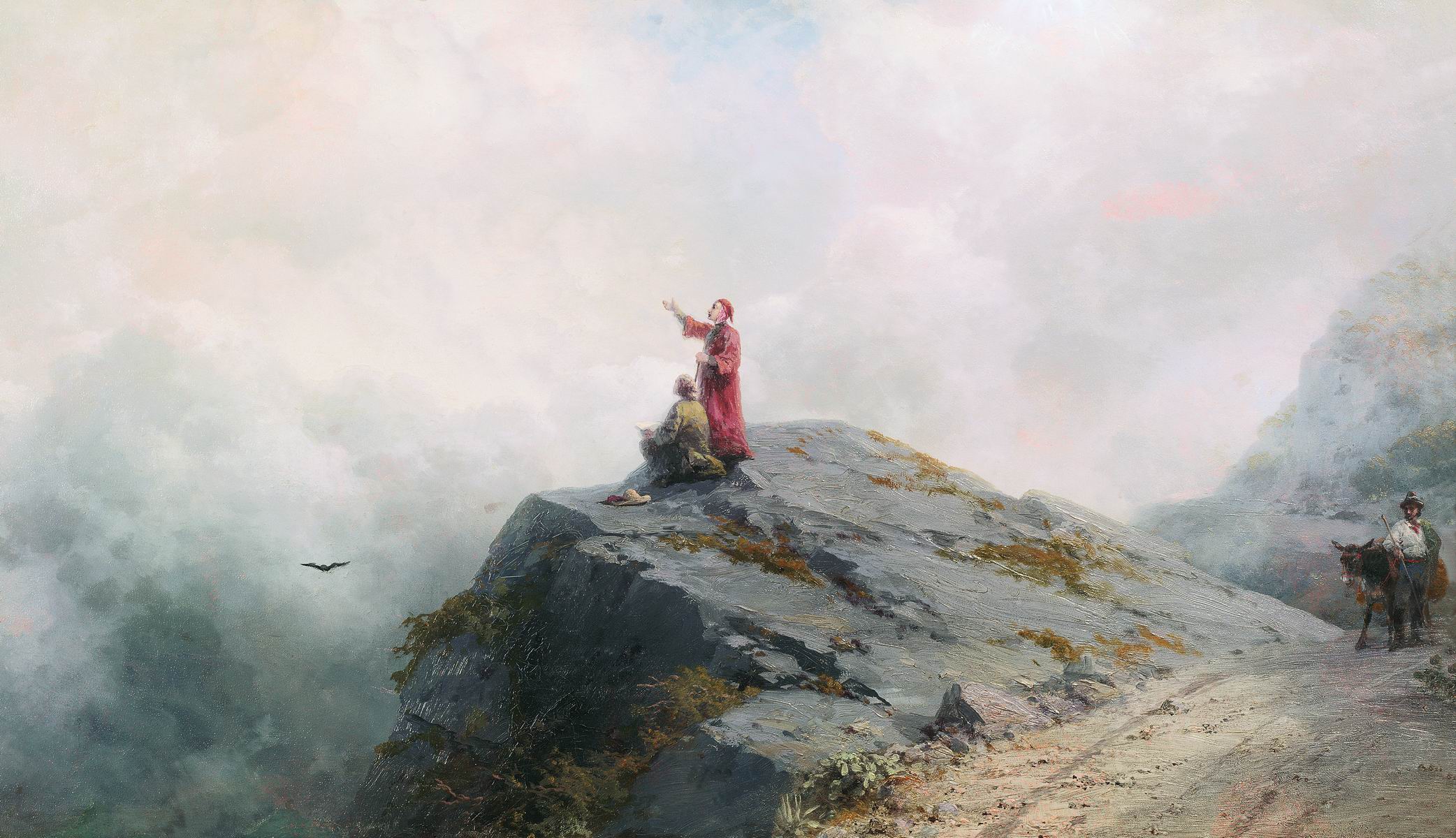 Айвазовский. Данте указывает художнику на необыкновенные облака. 1883