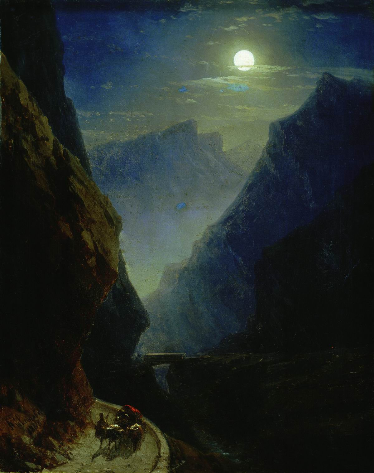 Айвазовский. Дарьяльское ущелье в лунную ночь. 1868
