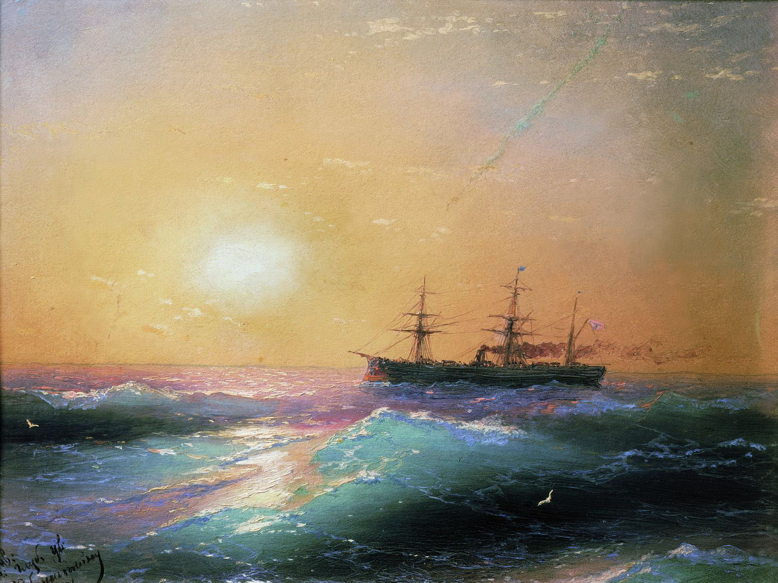 Айвазовский. Закат на море. 1886