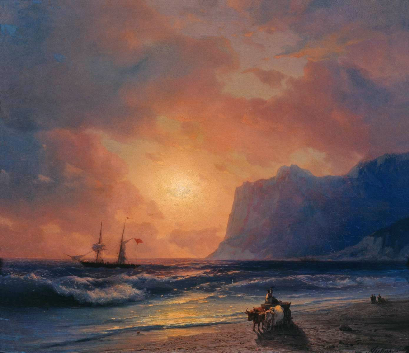 Айвазовский. Заход солнца на море. 1866