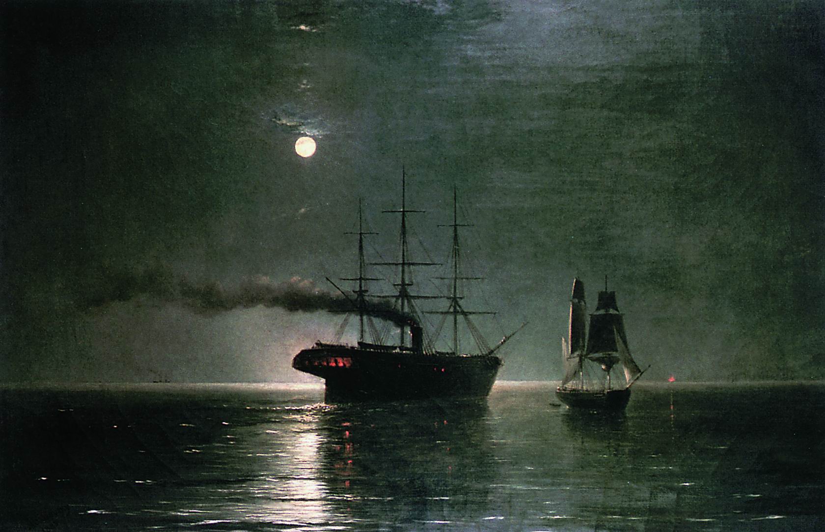 Айвазовский. Корабли в ночной тишине. 1888