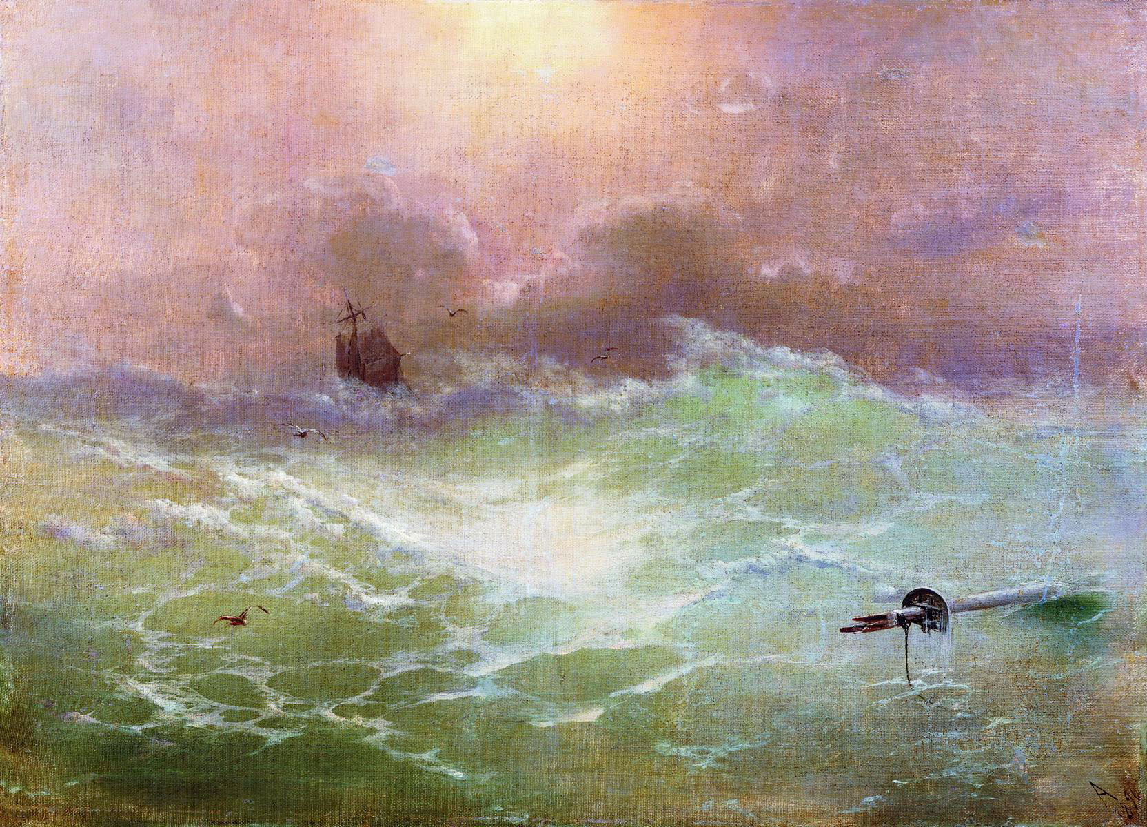 Айвазовский. Корабль в бурю. 1896
