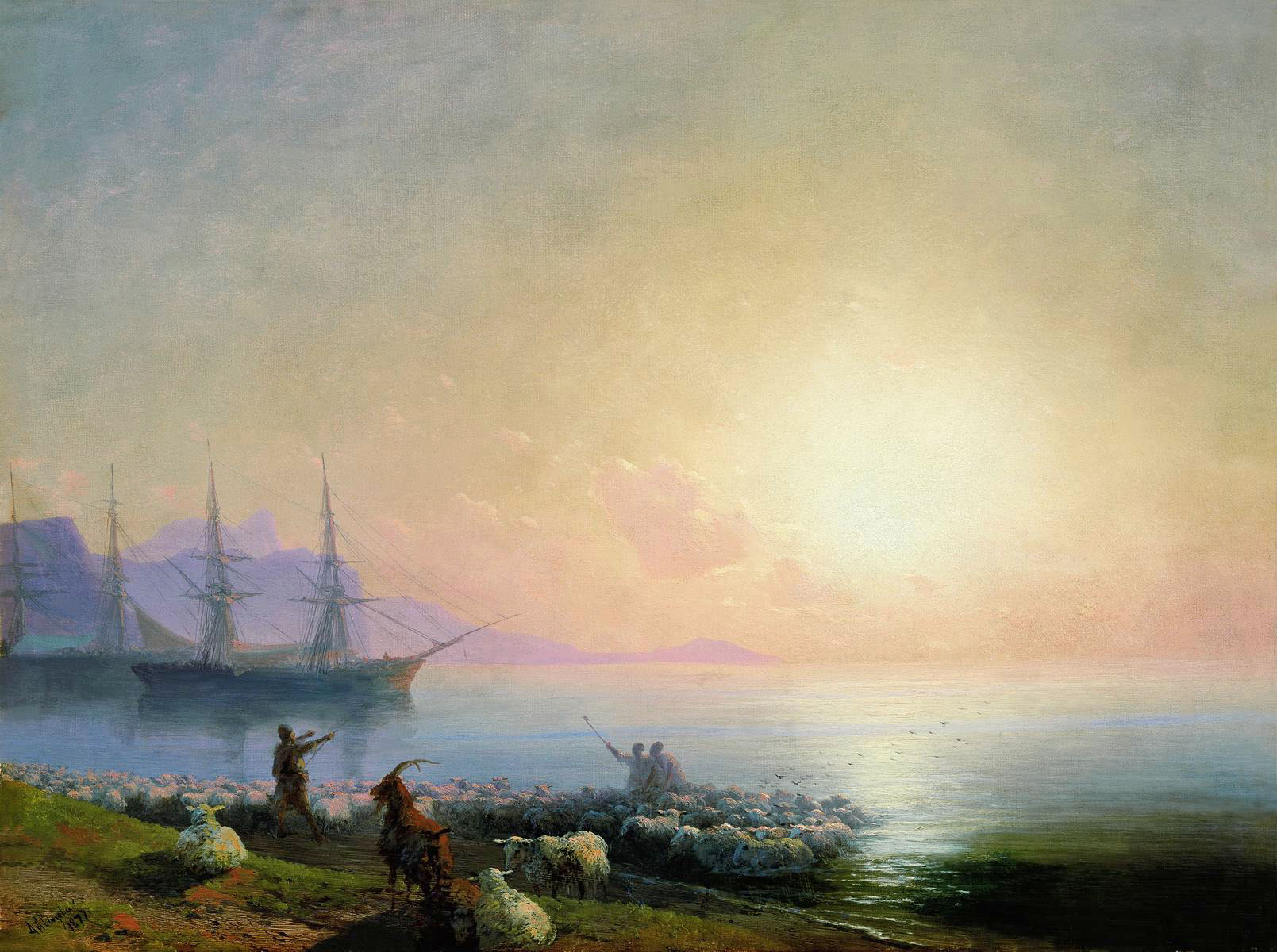 Айвазовский. Купание овец. 1877