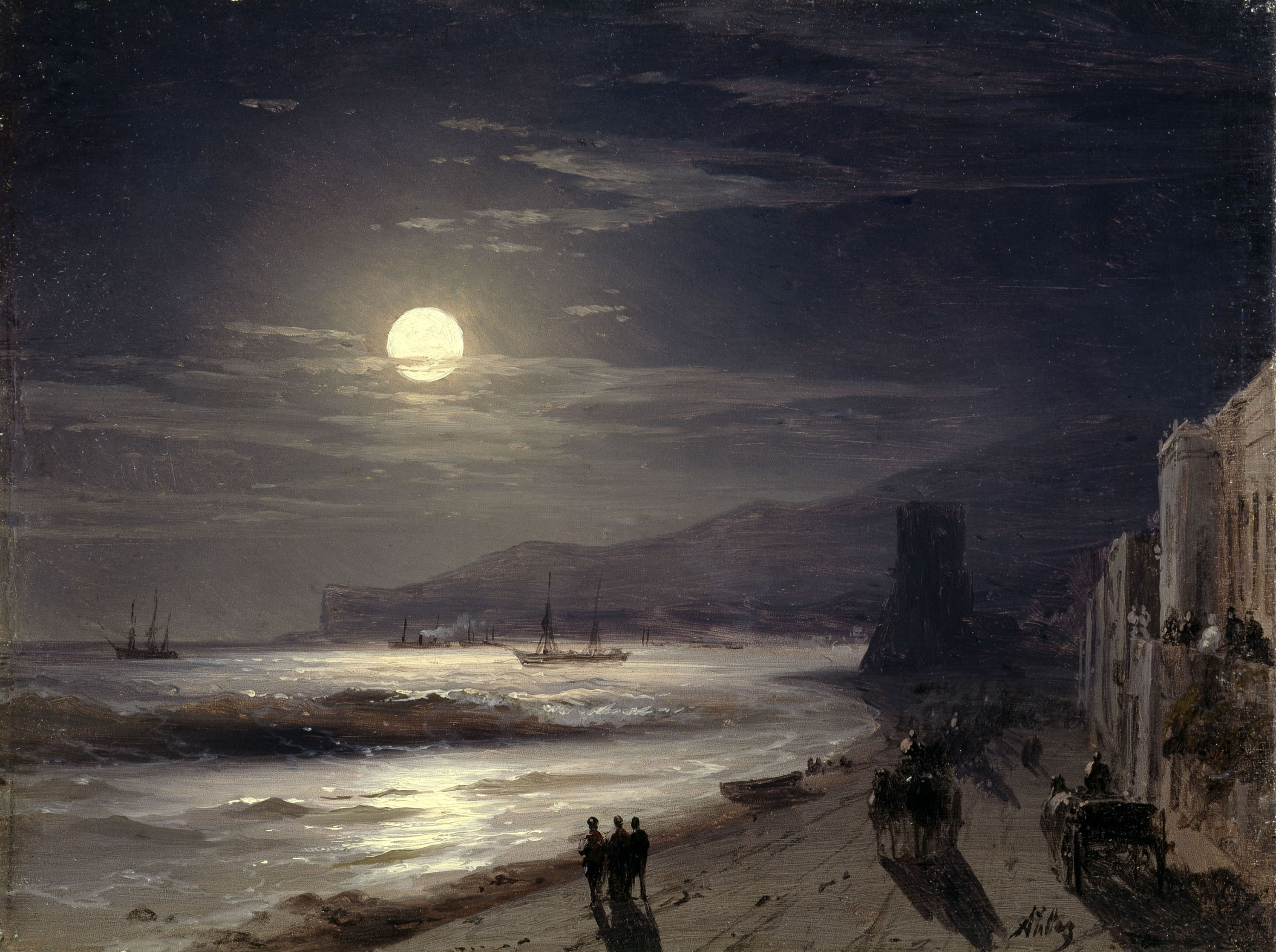 Айвазовский. Лунная ночь. Берег моря. 1885