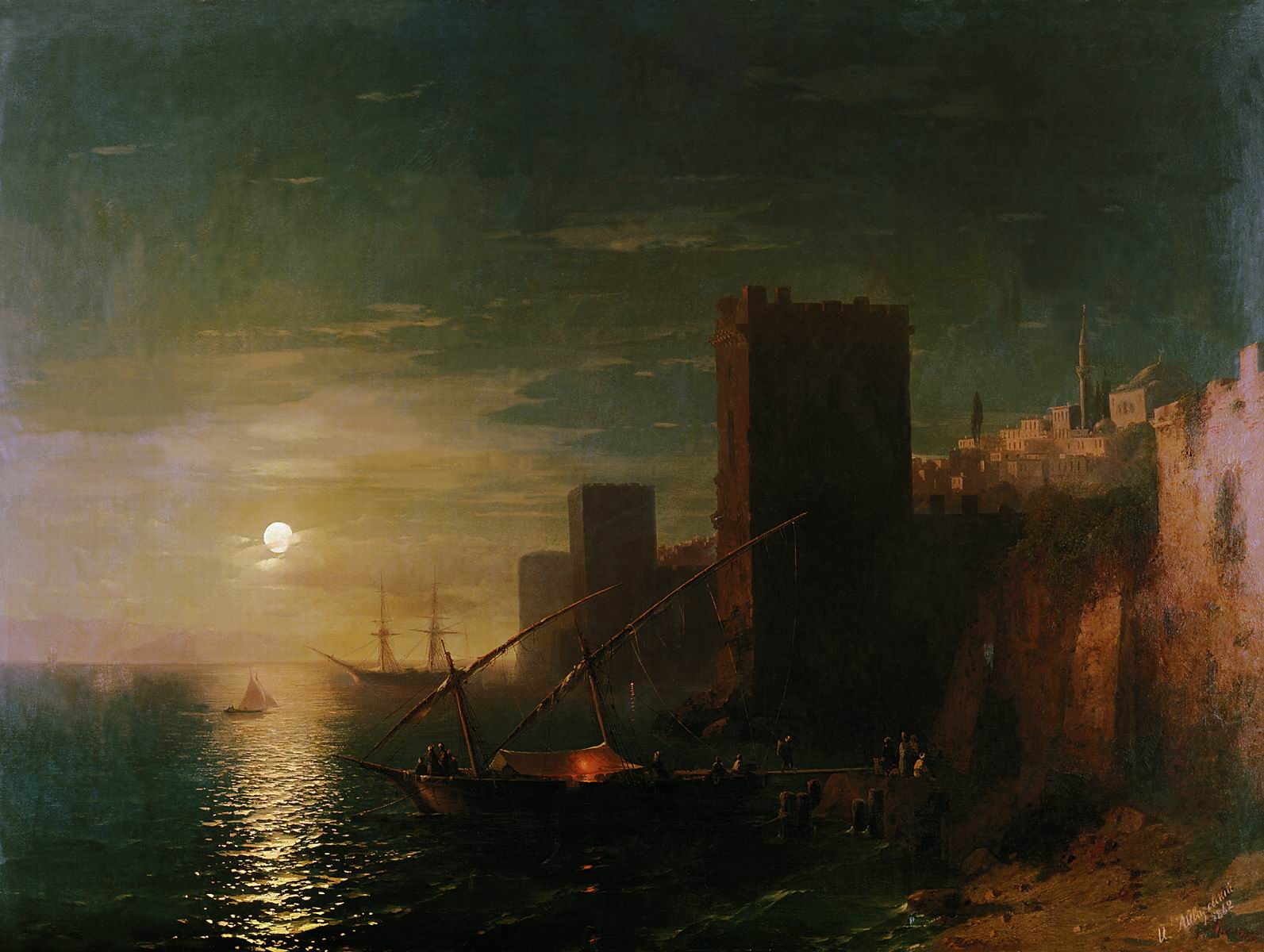 Айвазовский. Лунная ночь в Константинополе. 1862