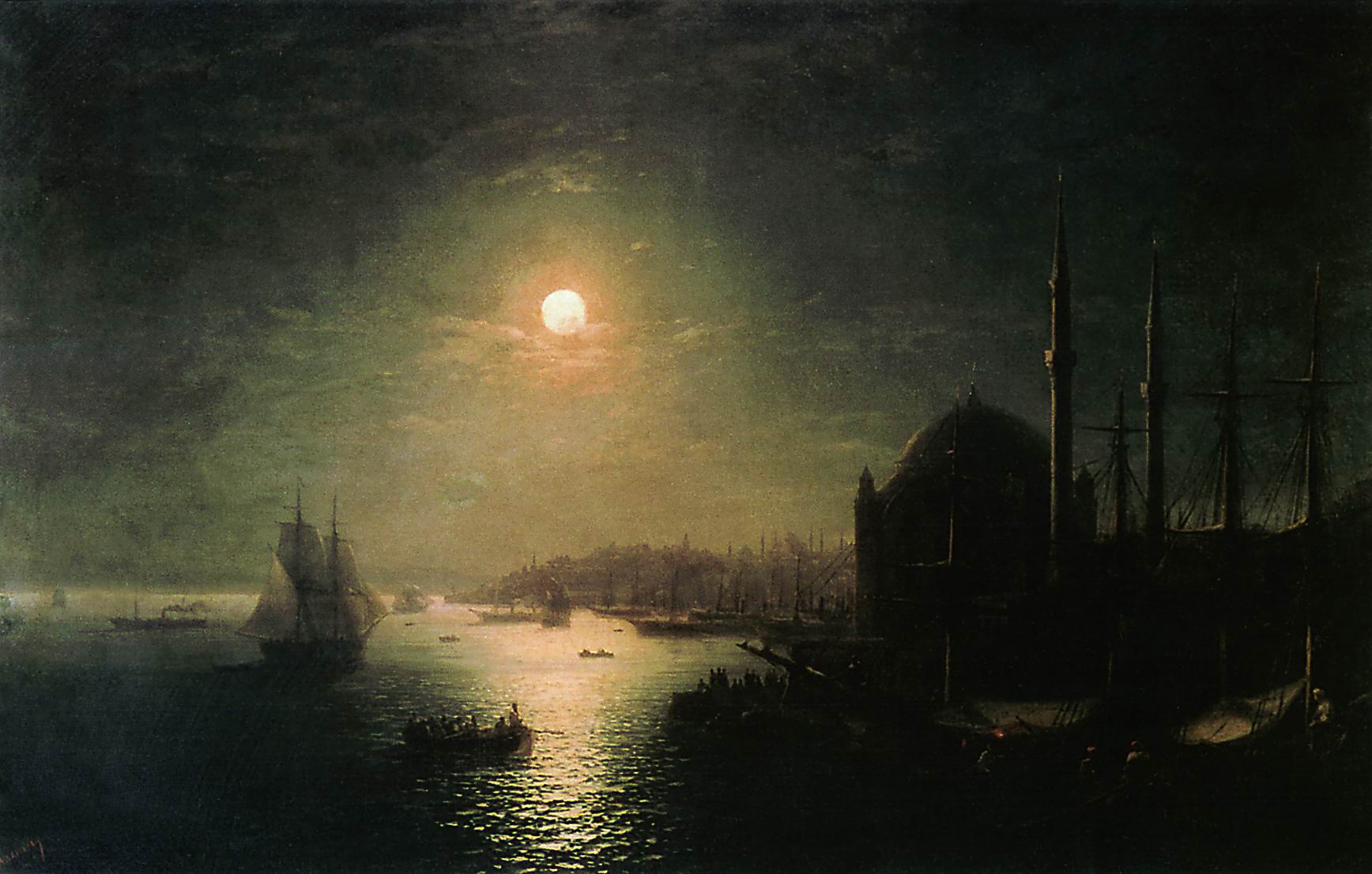 Айвазовский. Лунная ночь в Константинополе. 1884