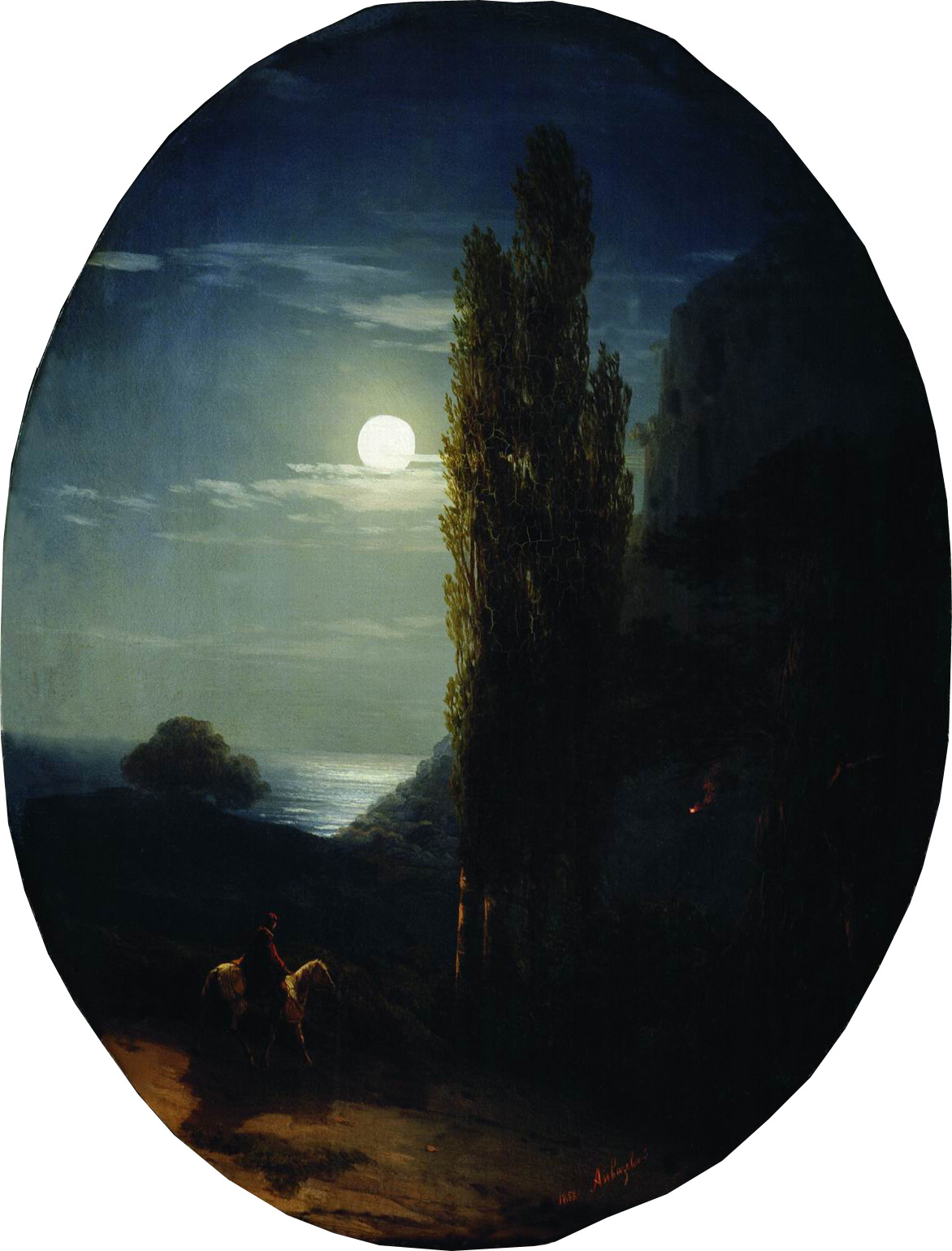 Айвазовский. Лунная ночь. Всадник. 1858