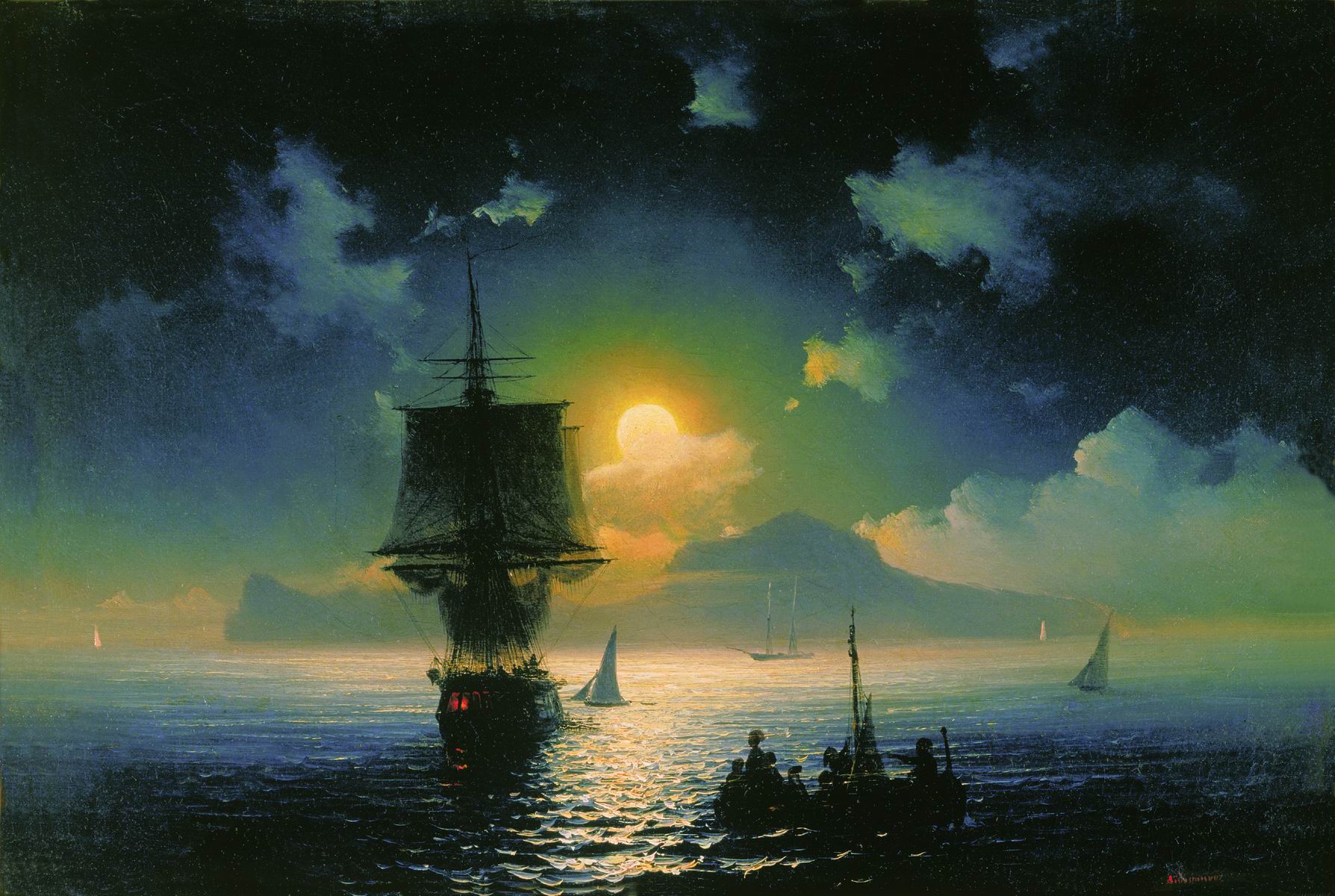 Айвазовский. Лунная ночь на Капри. 1841