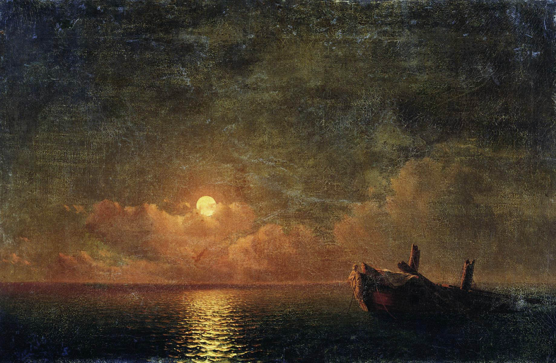 Айвазовский. Лунная ночь (Разбитый корабль). 1871