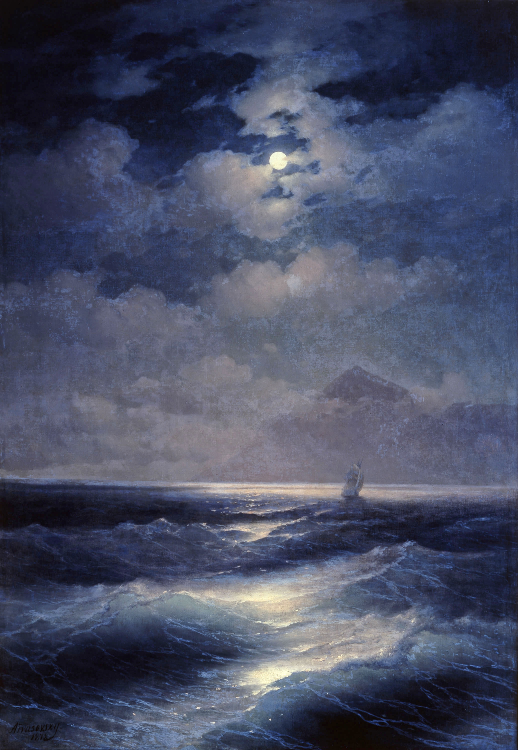 Айвазовский. Морской вид при луне. 1878