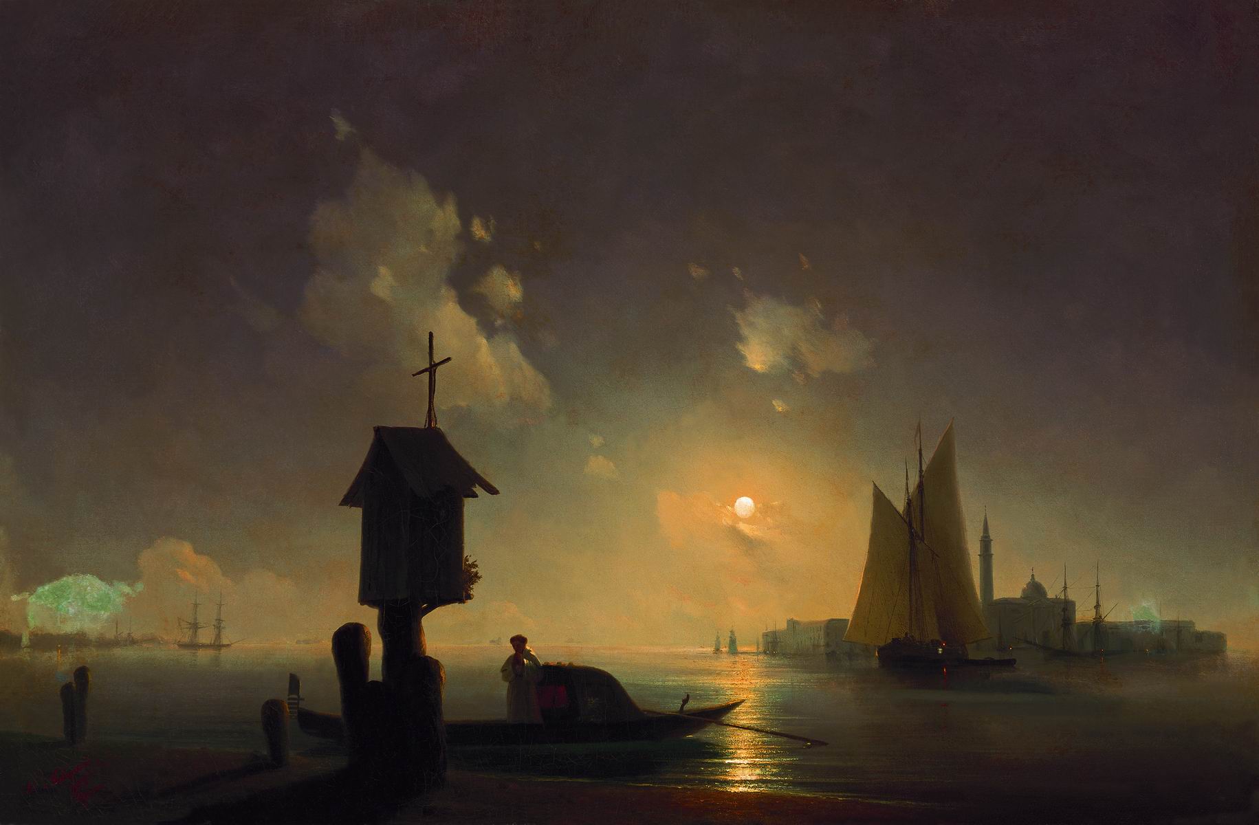 Айвазовский. Морской вид с часовней на берегу. 1845