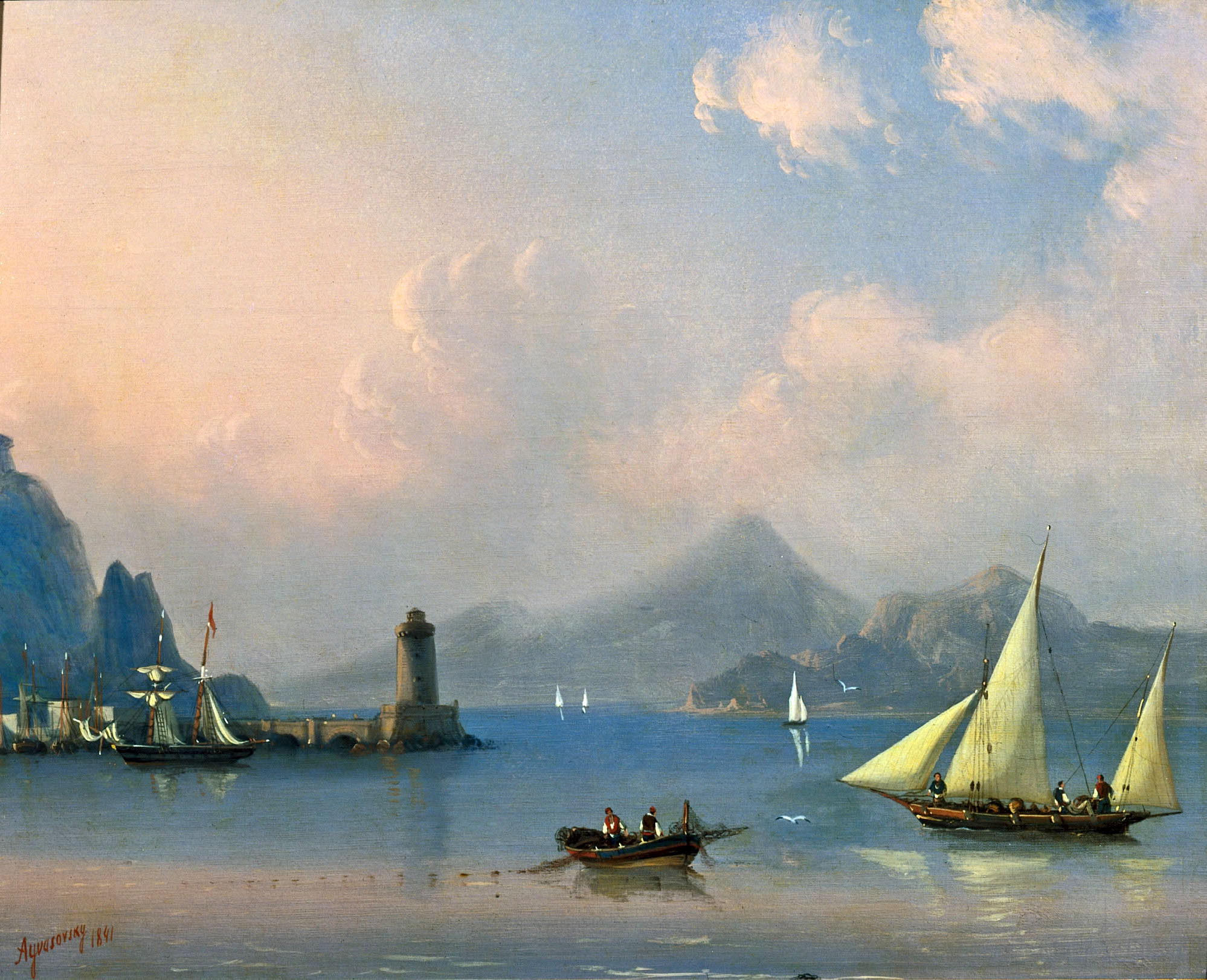 Айвазовский. Морской пролив с маяком. 1841