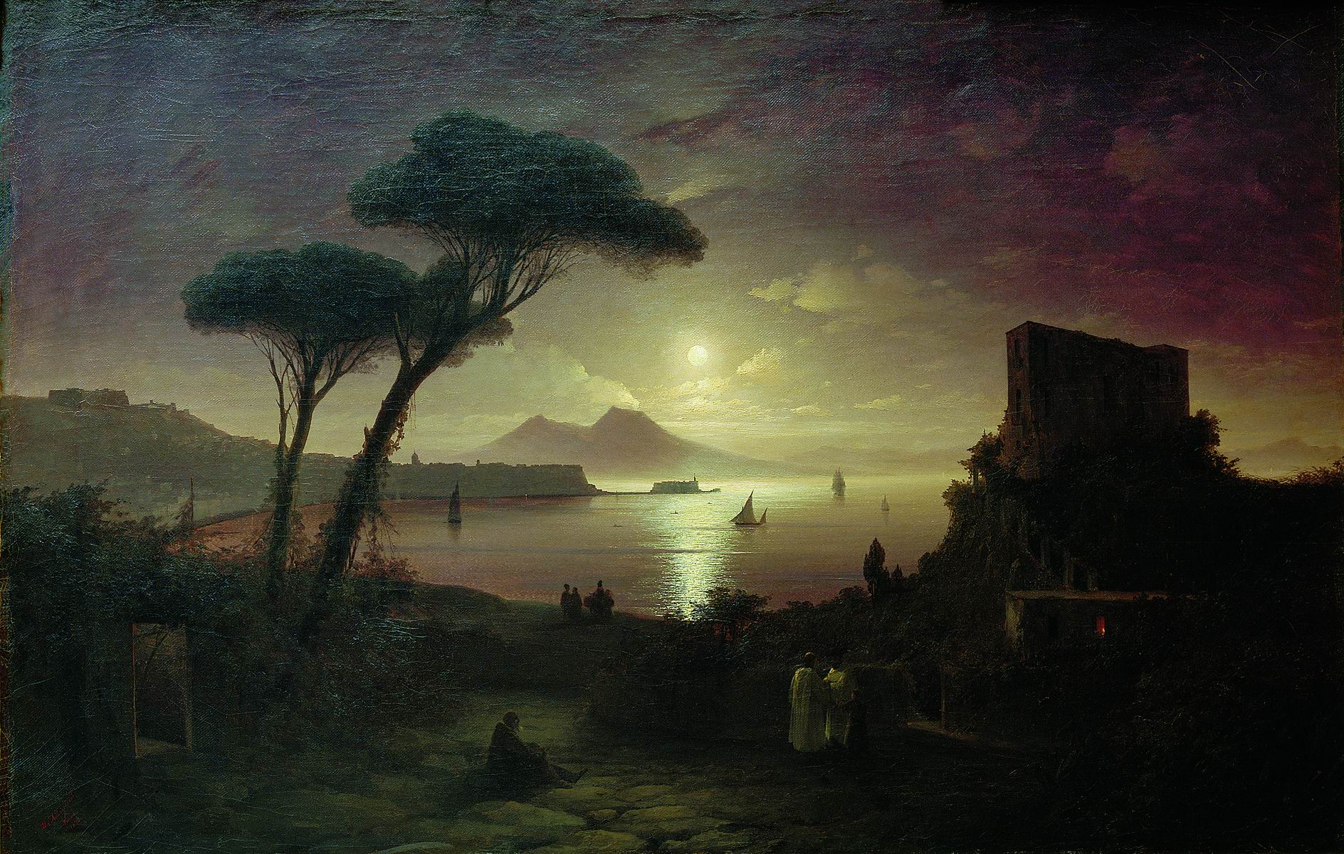 Айвазовский. Неаполитанский залив в лунную ночь. 1842