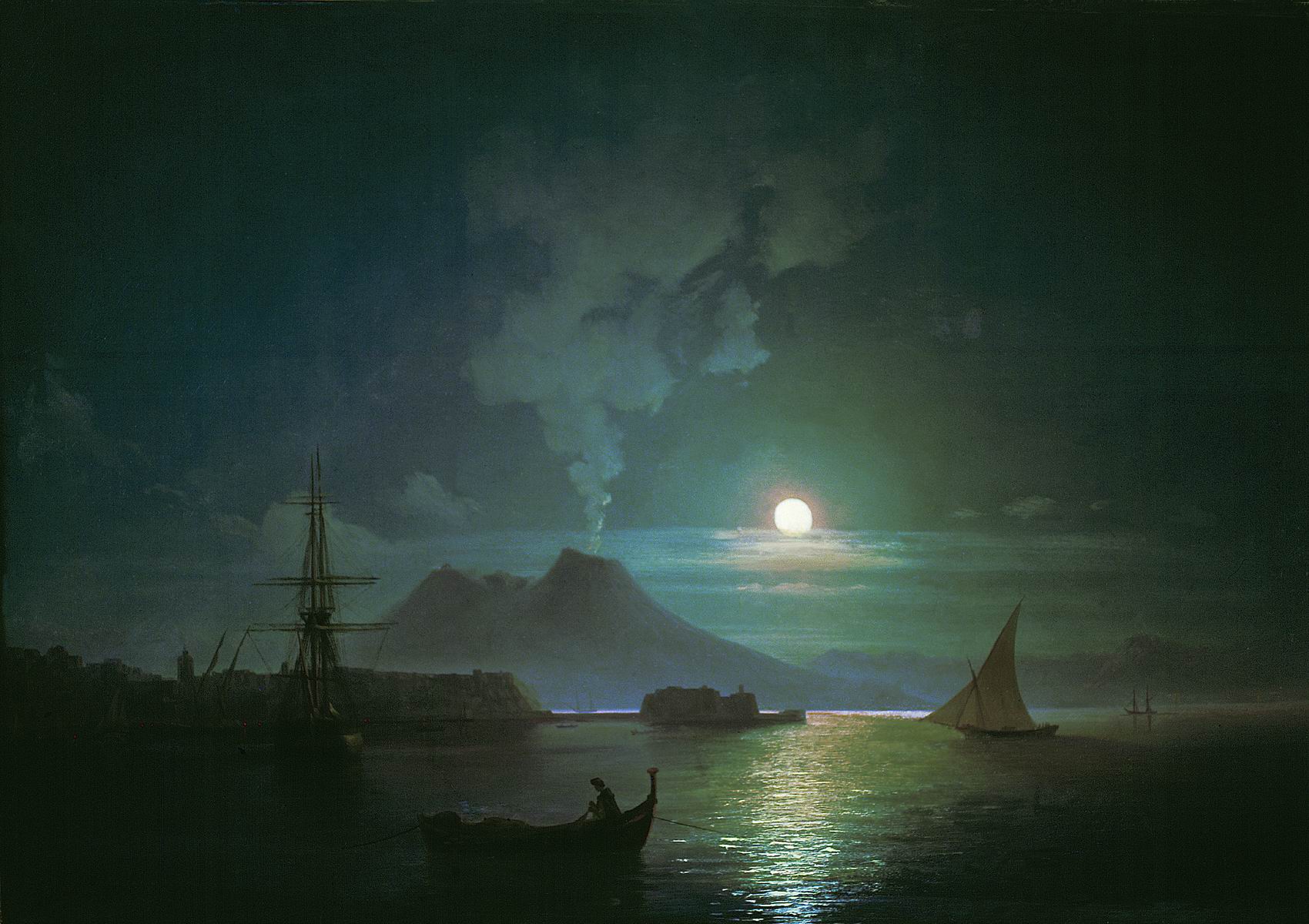 Айвазовский. Неаполь в лунную ночь. Везувий. 1870-е