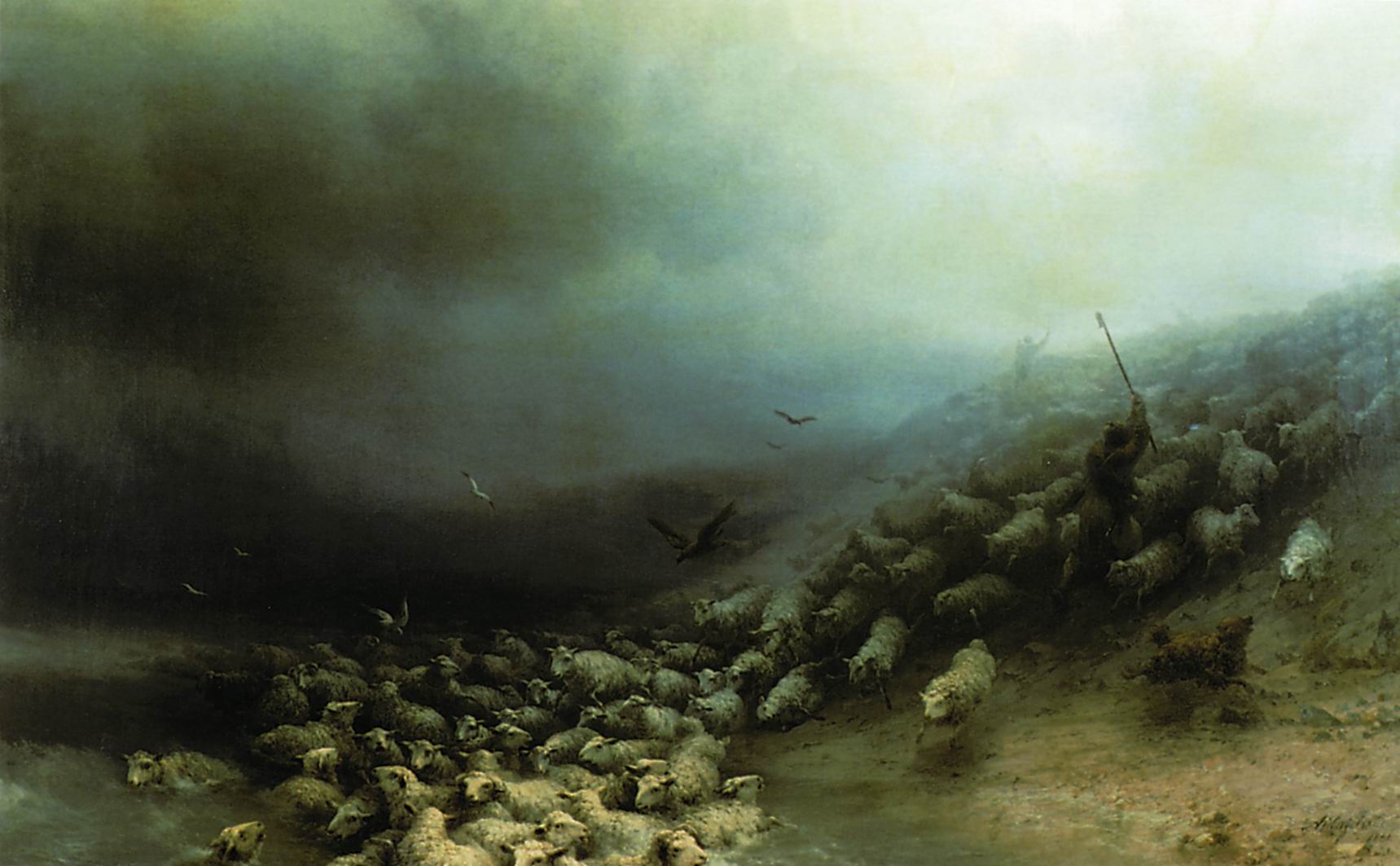 Айвазовский. Отара овец в бурю. 1861