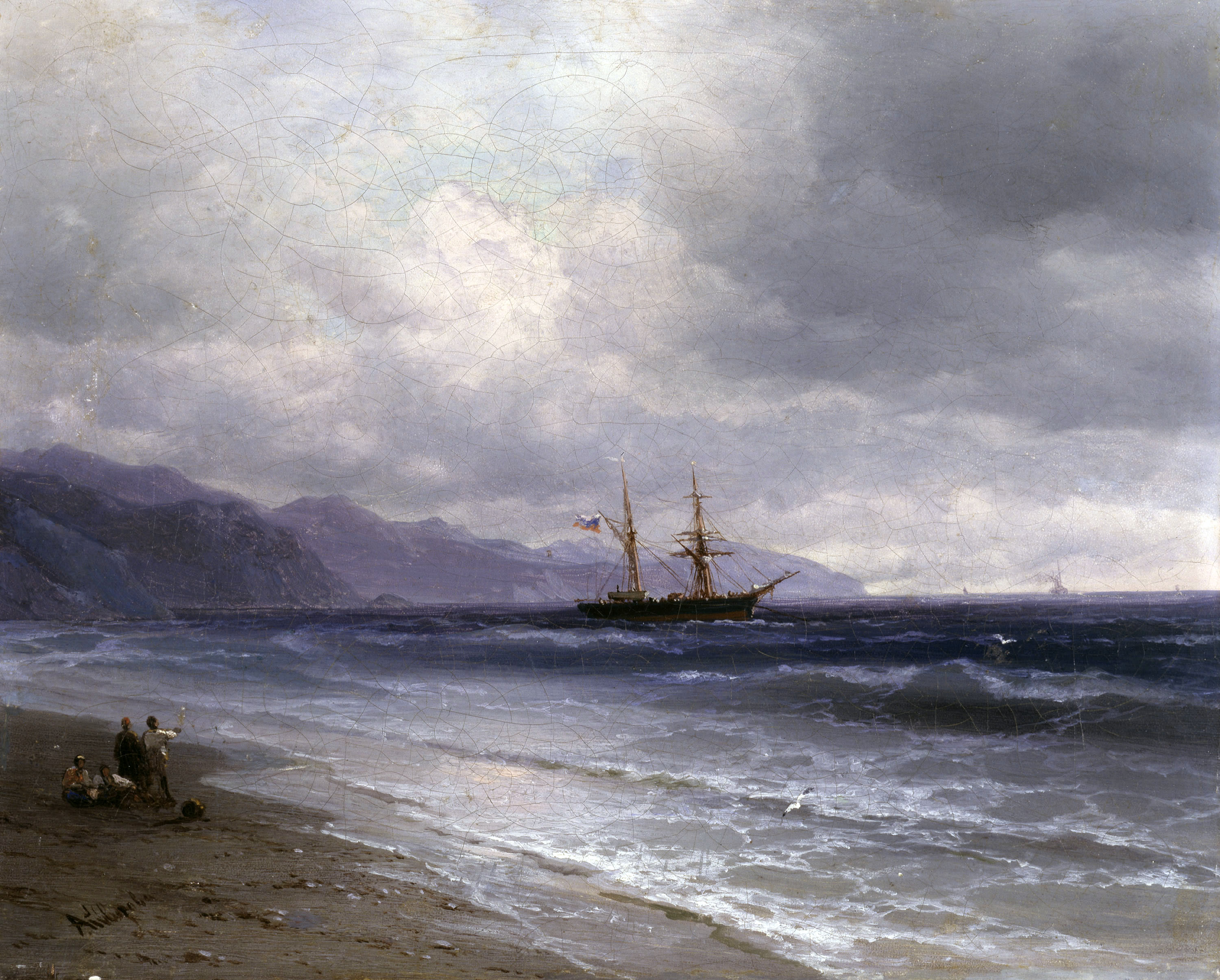 Айвазовский. Пейзаж со шхуной. 1870-1880-е