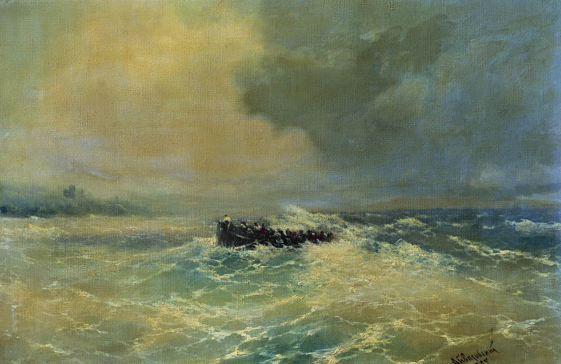 Айвазовский. Перед Алупкой в Крыму (Лодка в море). 1894