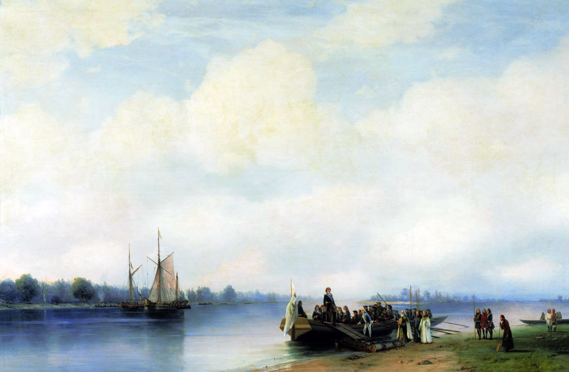Айвазовский. Приезд Петра I на Неву. 1853