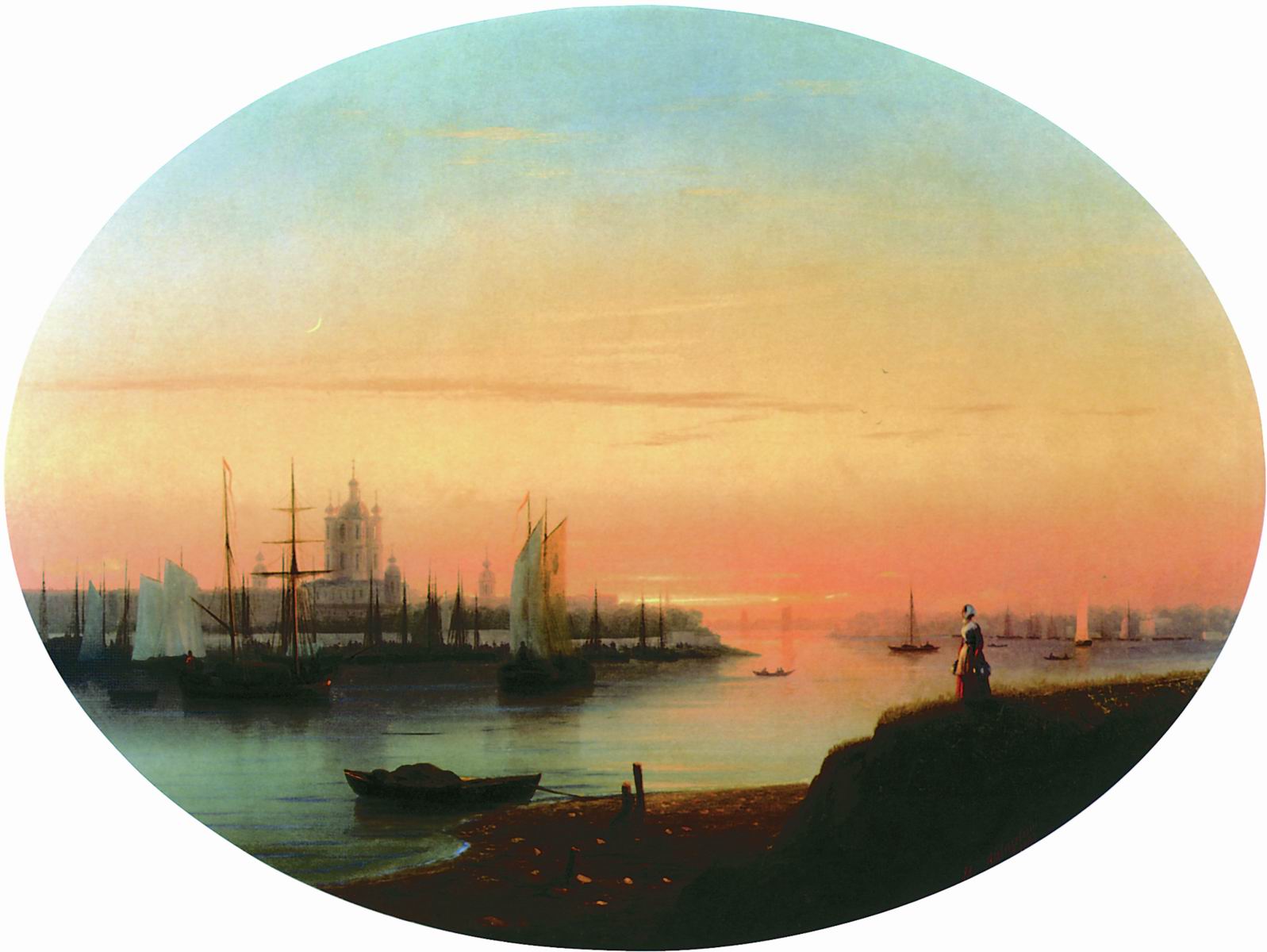 Айвазовский. Смольный монастырь. Закат солнца. 1847