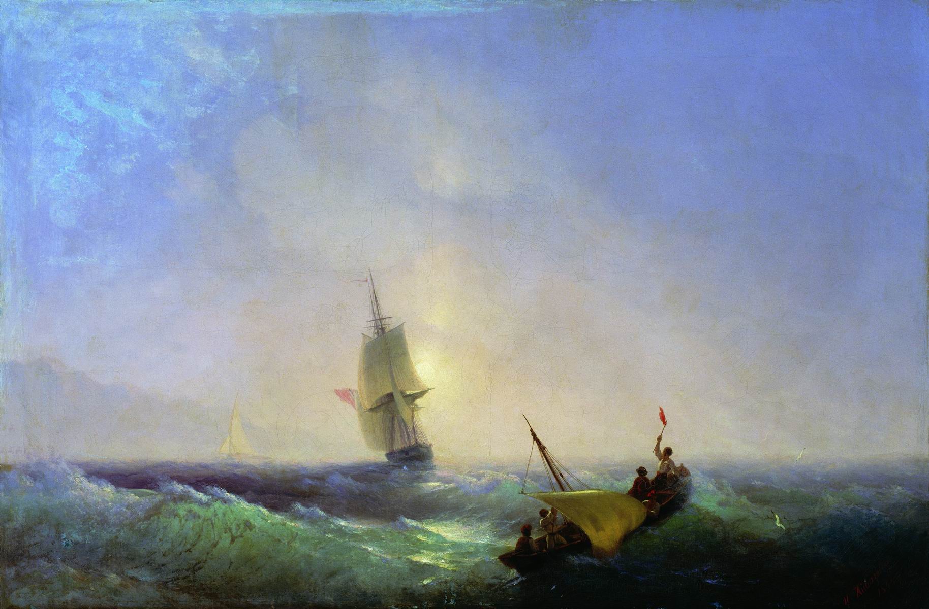 Айвазовский. Спасающиеся от кораблекрушения. 1844