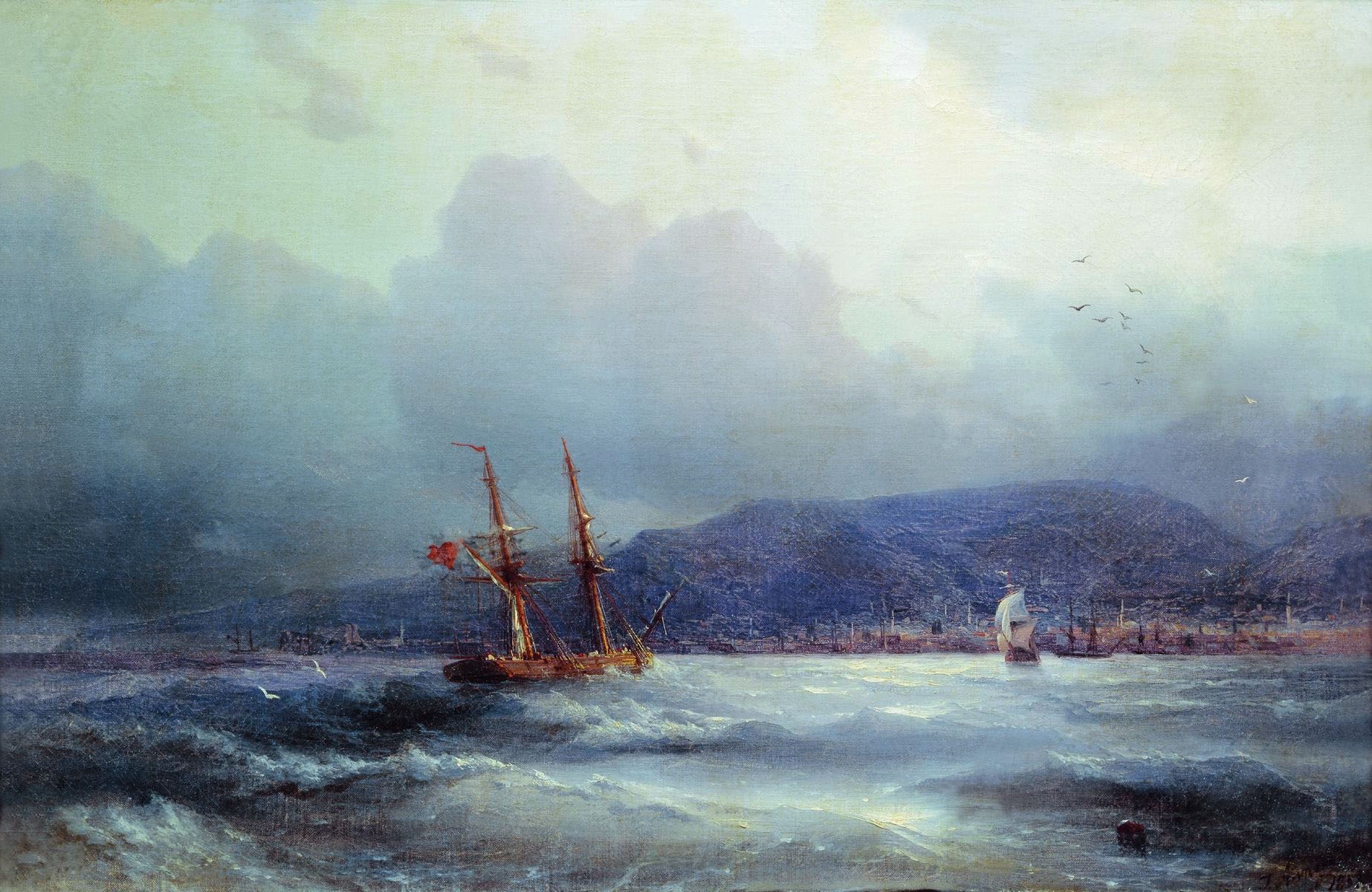 Айвазовский. Трапезунд с моря. 1856
