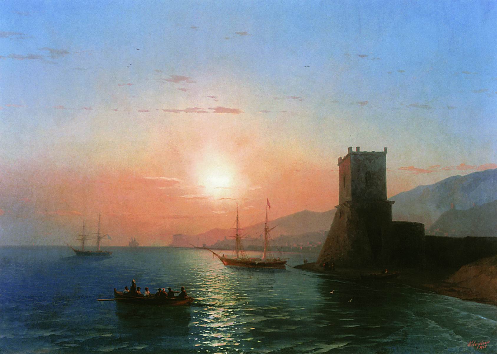 Айвазовский. Феодосия. Закат солнца. 1865