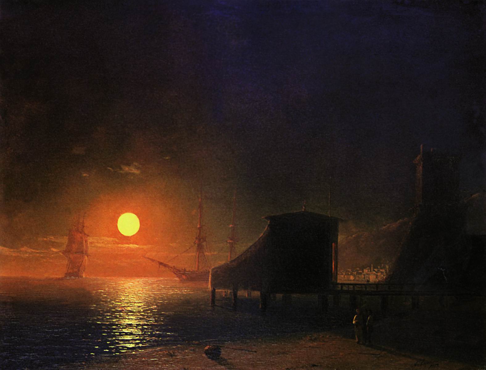 Айвазовский. Феодосия. Лунная ночь. 1852
