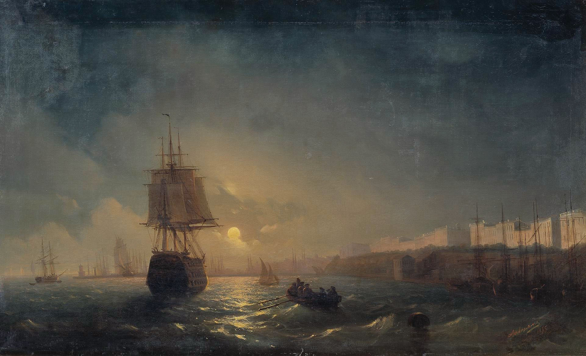 Айвазовский. Вид Одессы в лунную ночь. 1855