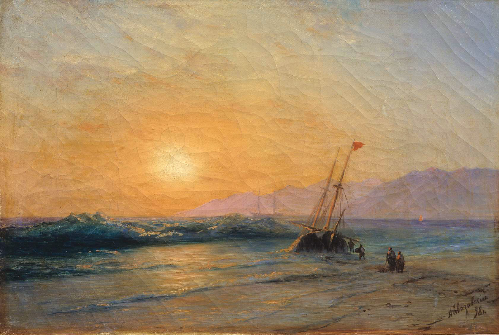 Айвазовский. Заход солнца на море. 1898