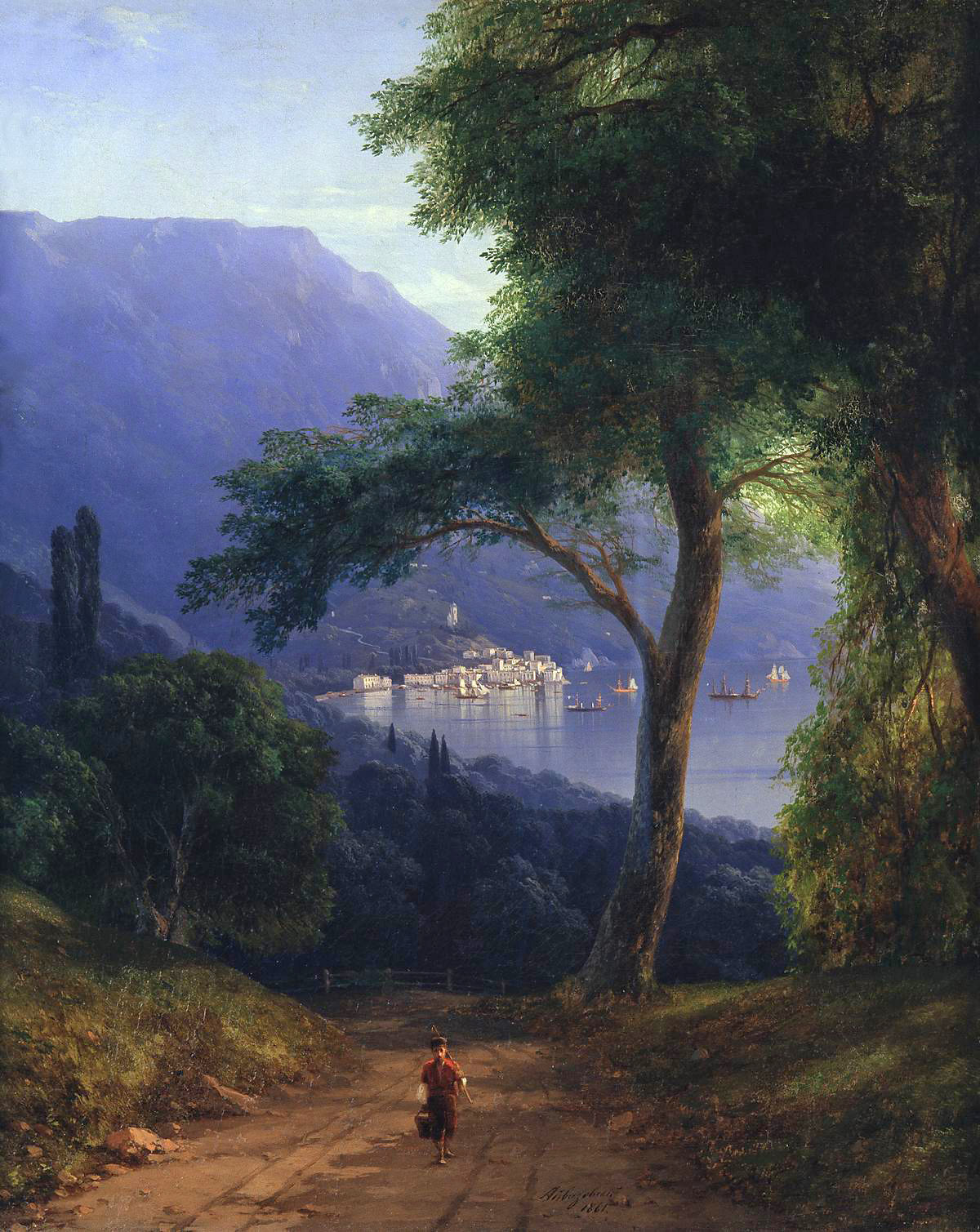 Айвазовский. Вид из Ливадийского парка на Ялту. 1866