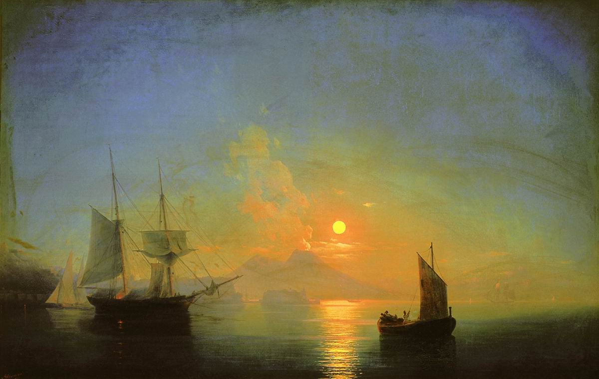Айвазовский. Неаплитанский залив в лунную ночь. 1858