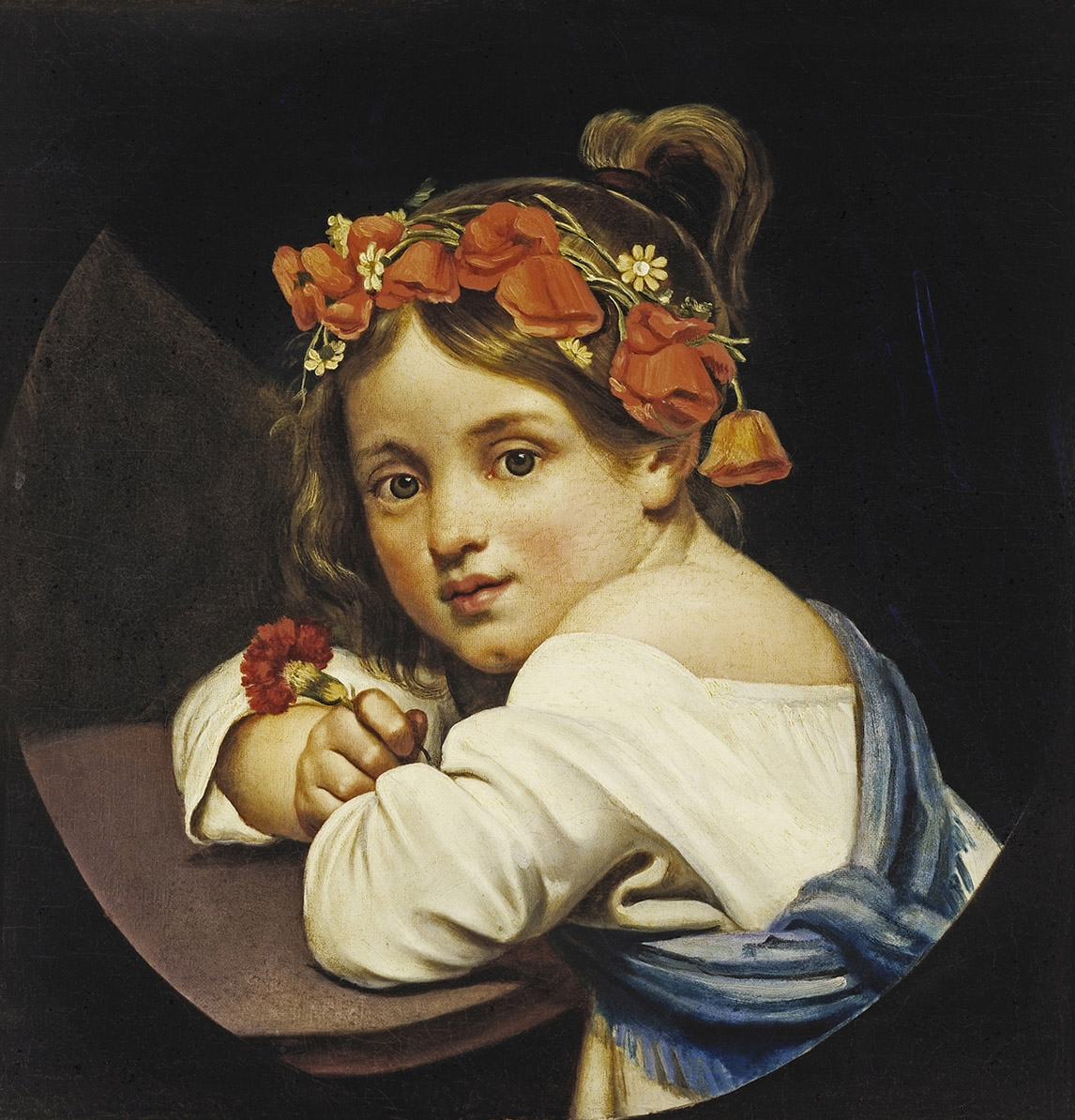Кипренский. Девочка в маковом венке, с гвоздикой в руке (Мариучча?). 1819