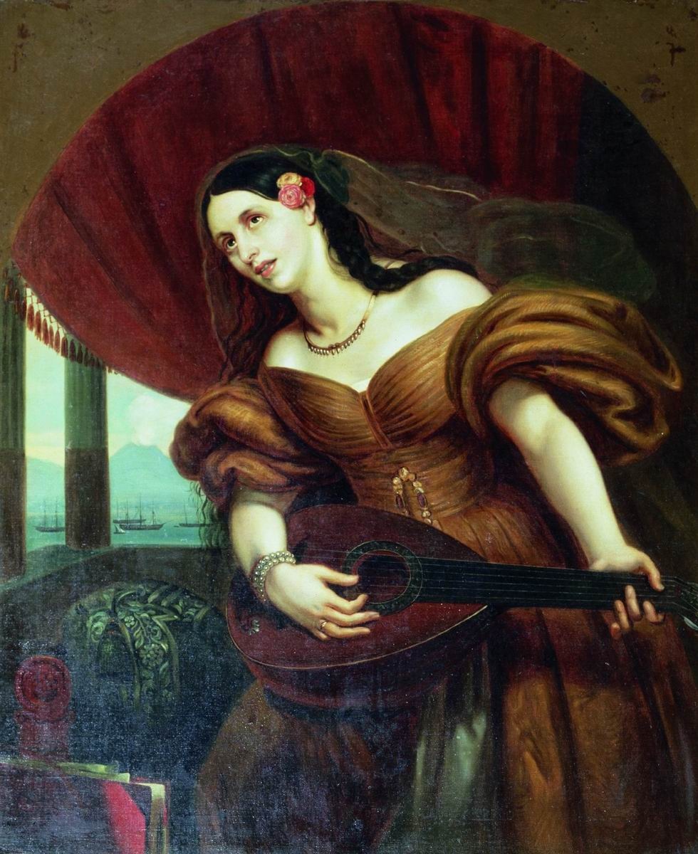 Кипренский. Портрет графини М.А. Потоцкой с гитарой. 1828