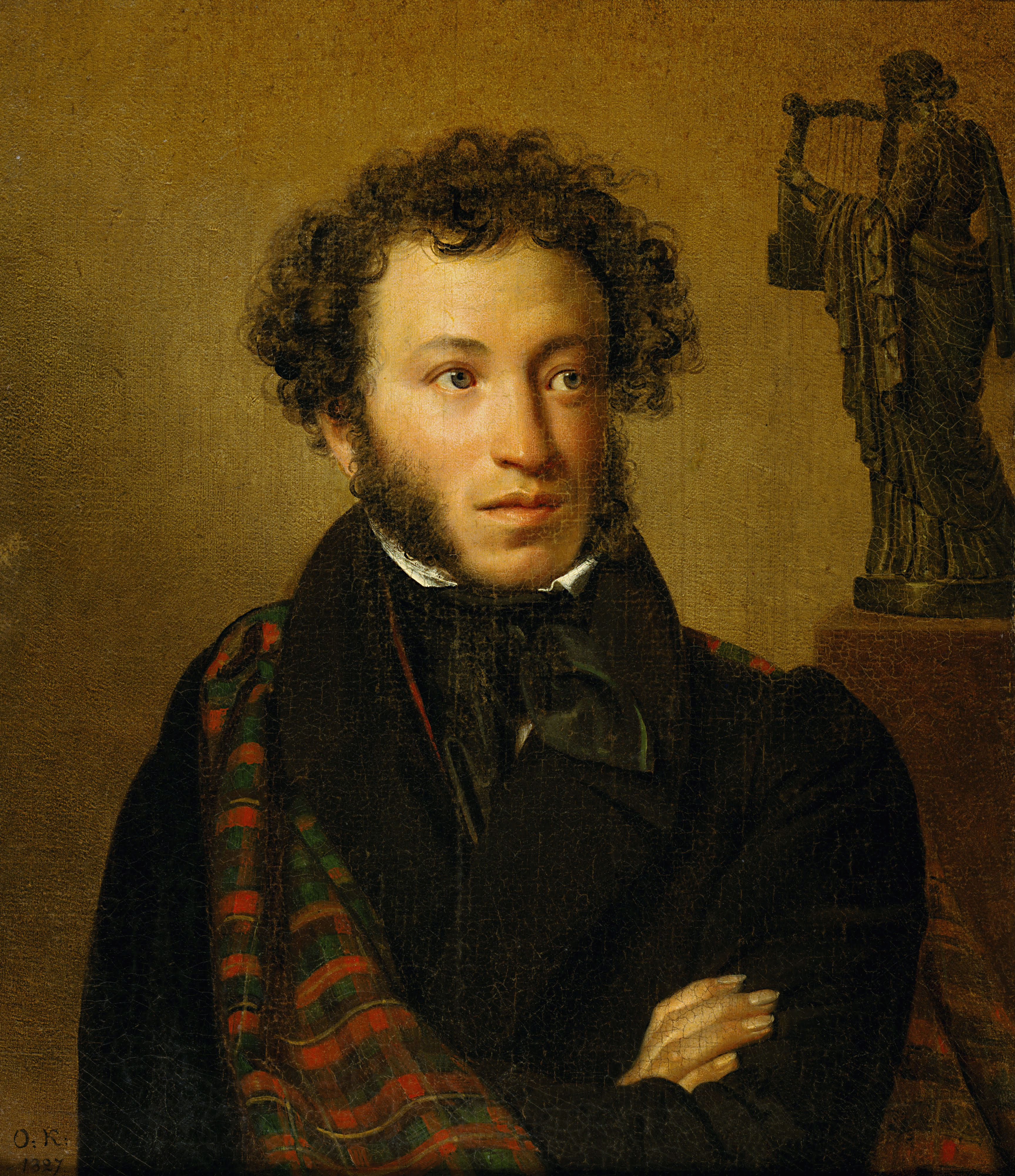 Кипренский. Портрет поэта Александра Сергеевича Пушкина. 1827