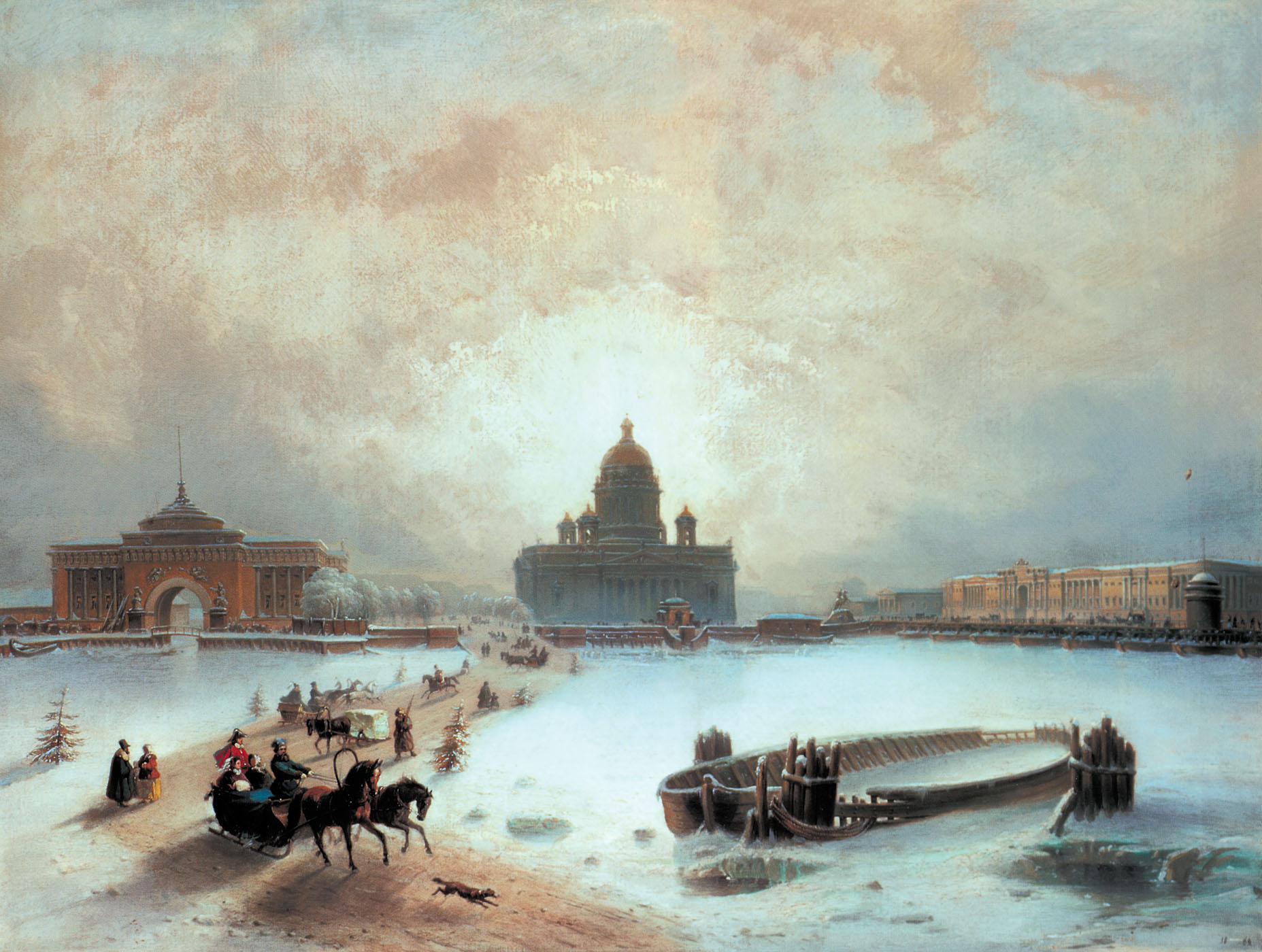 Вейс. Ледовая дорога по Неве. 1852