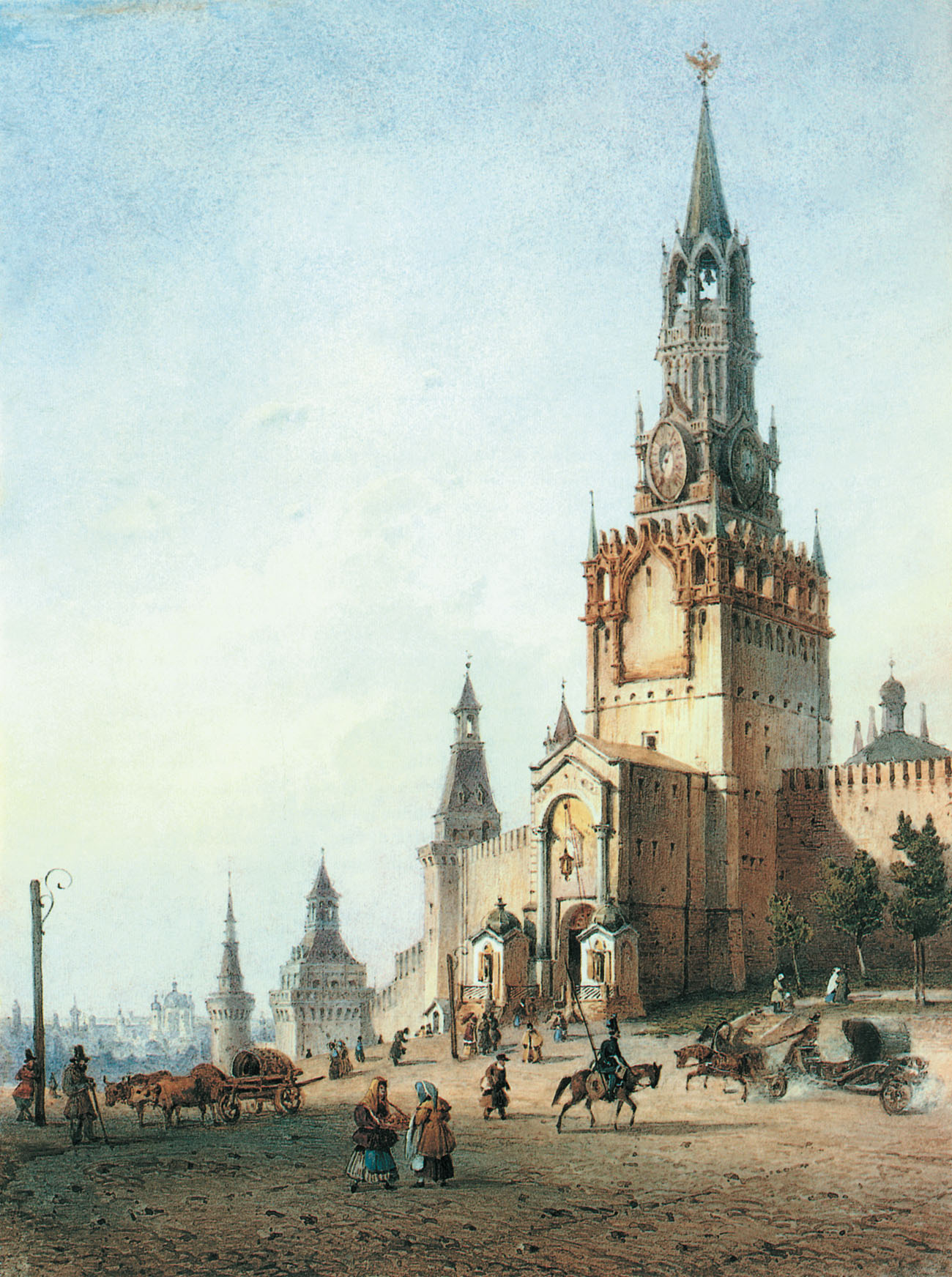 Вейс. Спасская башня Московского кремля. 1852