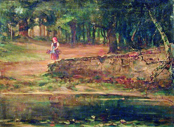 Клевер. Девочка с хворостом в дубовом лесу. 1890