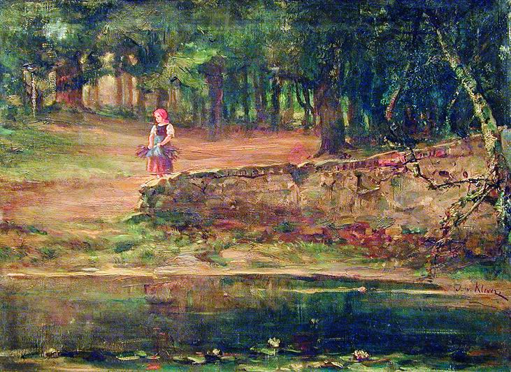 Клевер. Девочка с хворостом в дубовом лесу. 1890