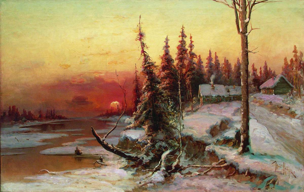 Клевер. Закат. Деревня. 1896