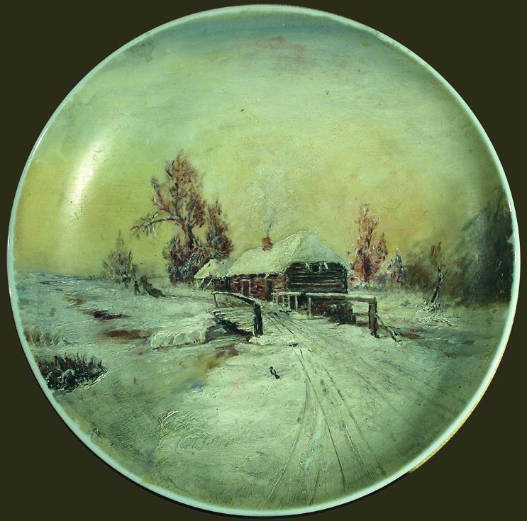 Клевер. Зимний пейзаж с мостиком. 1900
