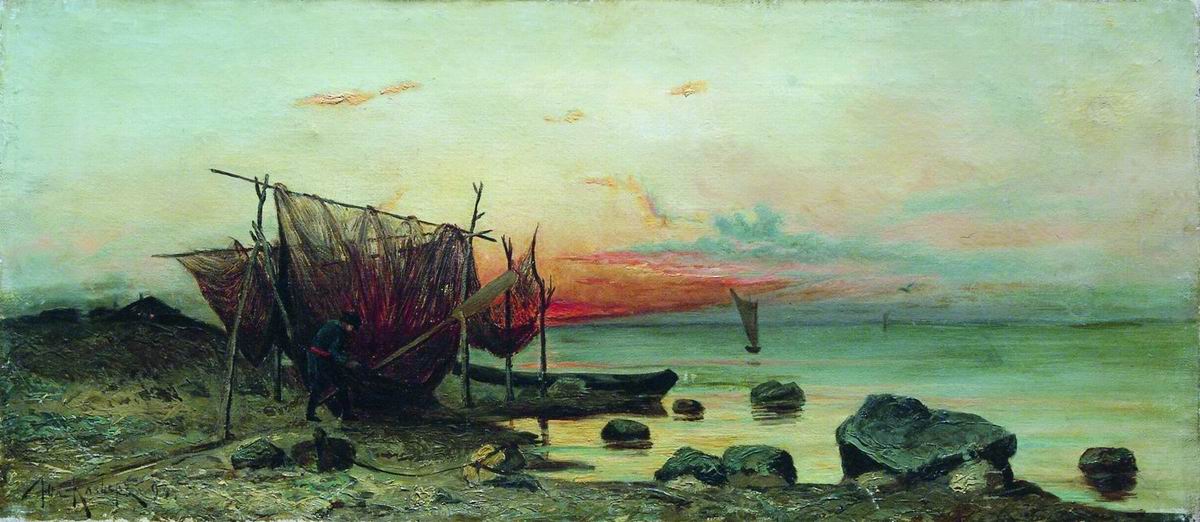 Клевер. Утро в заливе. Рыбацкие сети. 1898