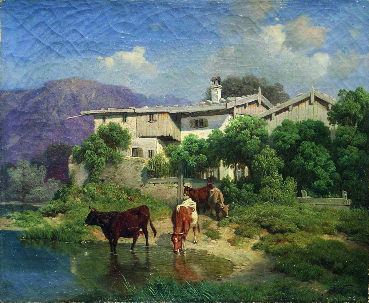 Клодт М.К.. Ферма в горах Швейцарии. Начало 1860-х