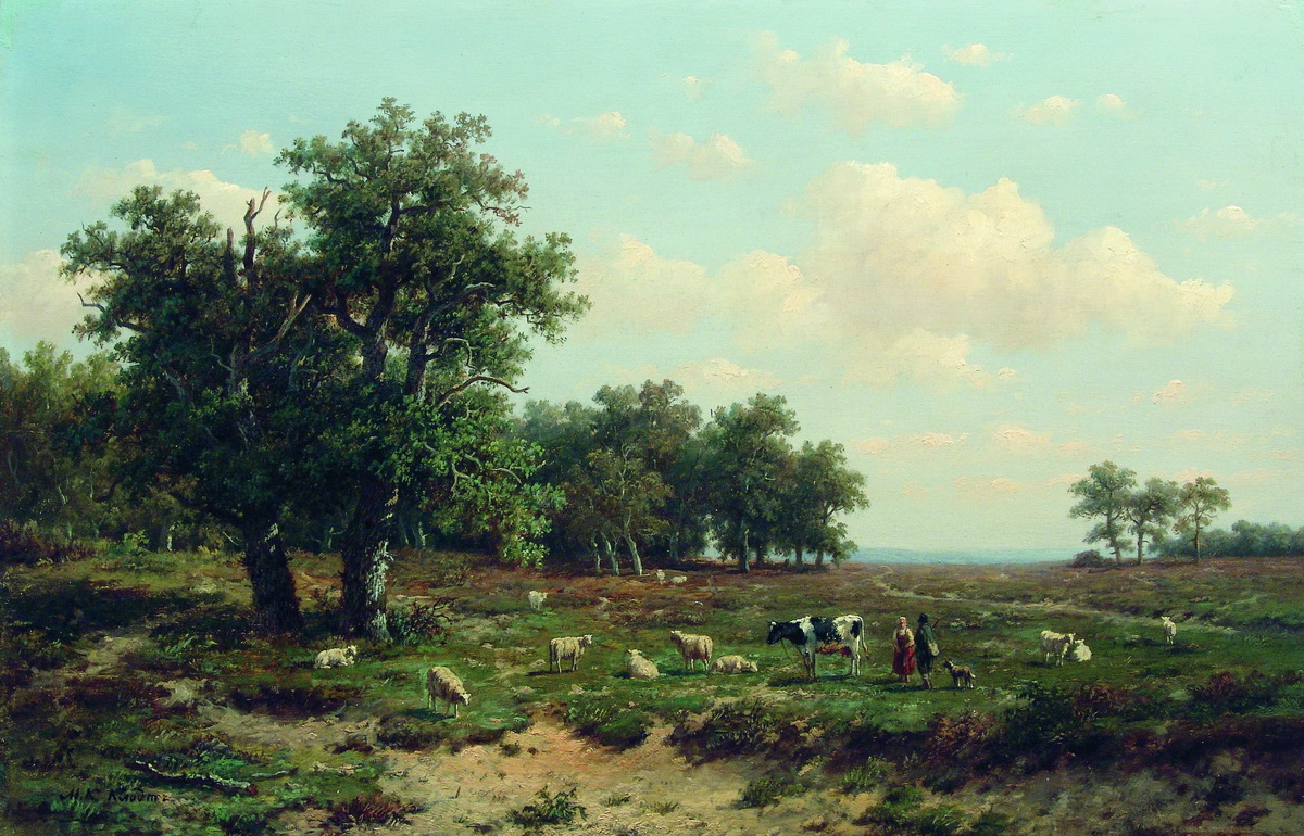 Клодт М.К.. Пейзаж с овцами. 1870-е
