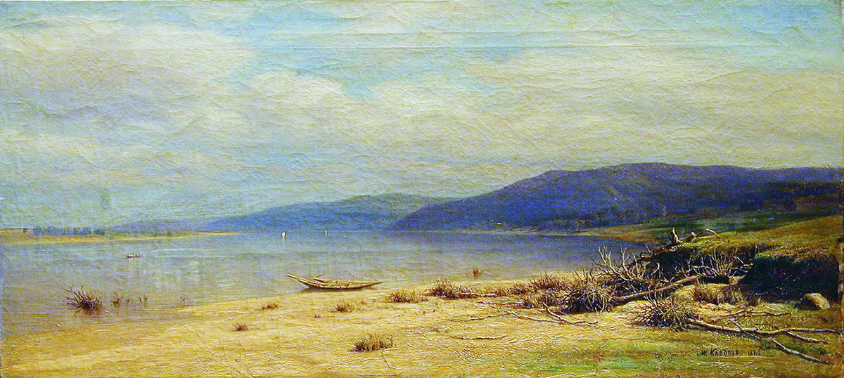 Клодт М.К.. Берег. Пейзаж с лодкой. 1882