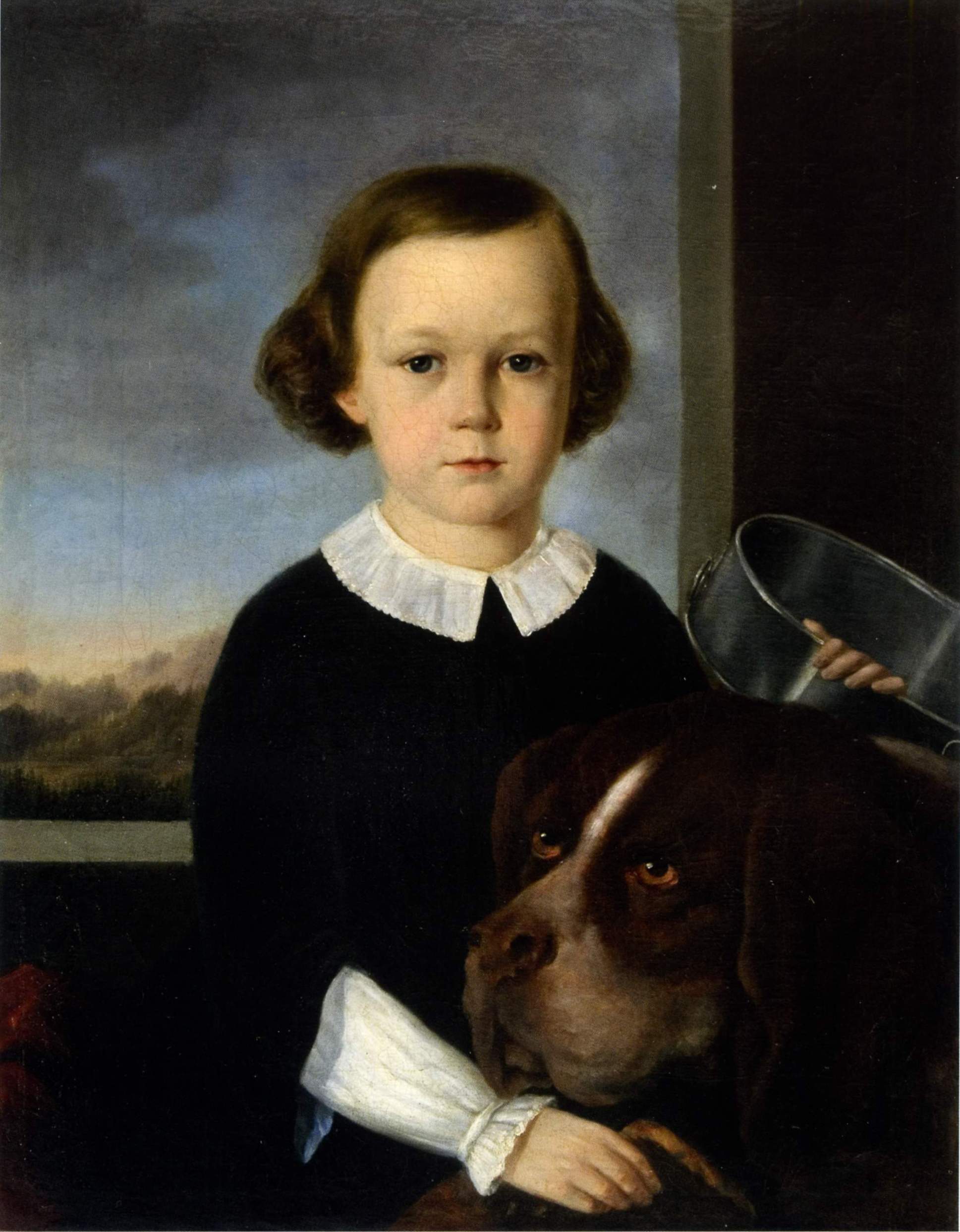Неизвестный художник первой пол. XIX в.. Мальчик с собакой 