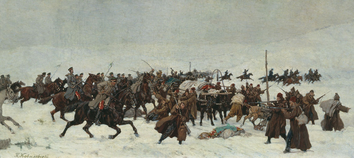 Ковалевский. Атака русской кавалерии на турецкий обоз. 1877 год. 1880-е