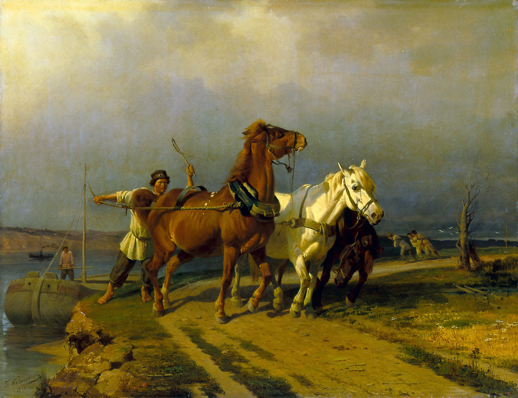 Ковалевский. Бечевая тяга на реке Ижоре. 1868